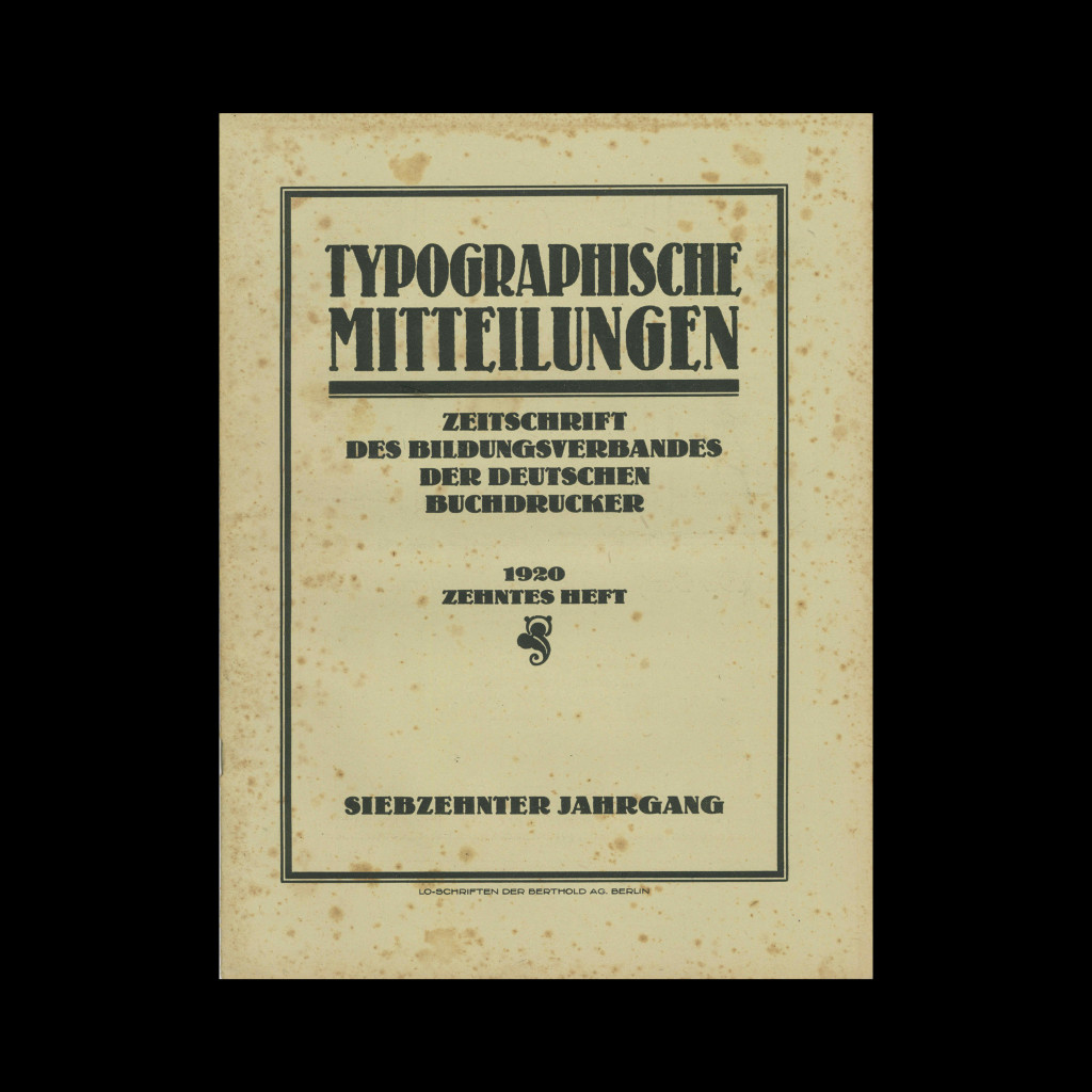 Typographische Mitteilungen, 17 Jahrgang, Heft 10, Oktober 1920