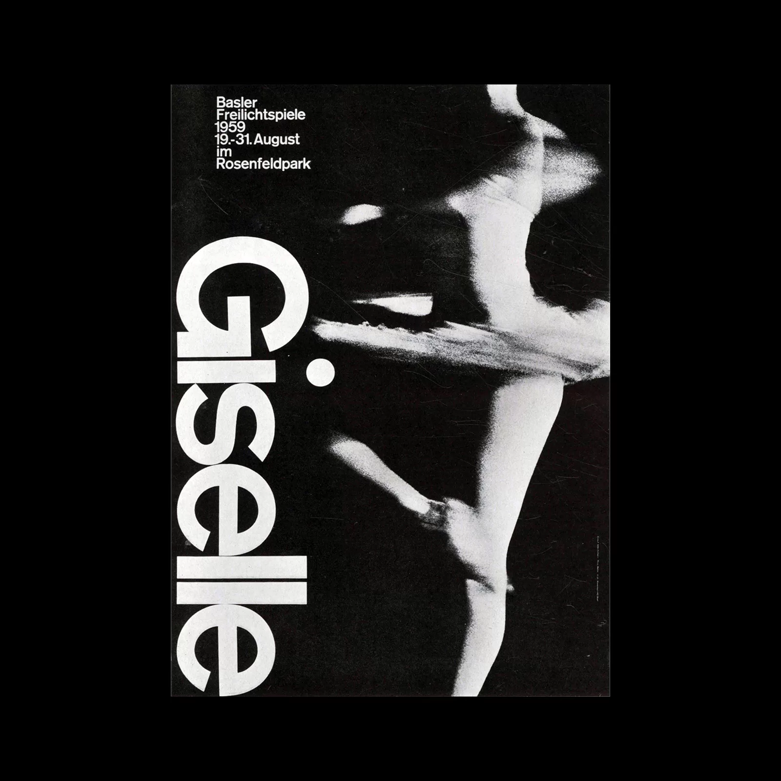 Armin Hofmann, Giselle ballet, Basler Freilichtspiele poster, 1959, Scanned from Gebrauchsgraphik, 4, 1962