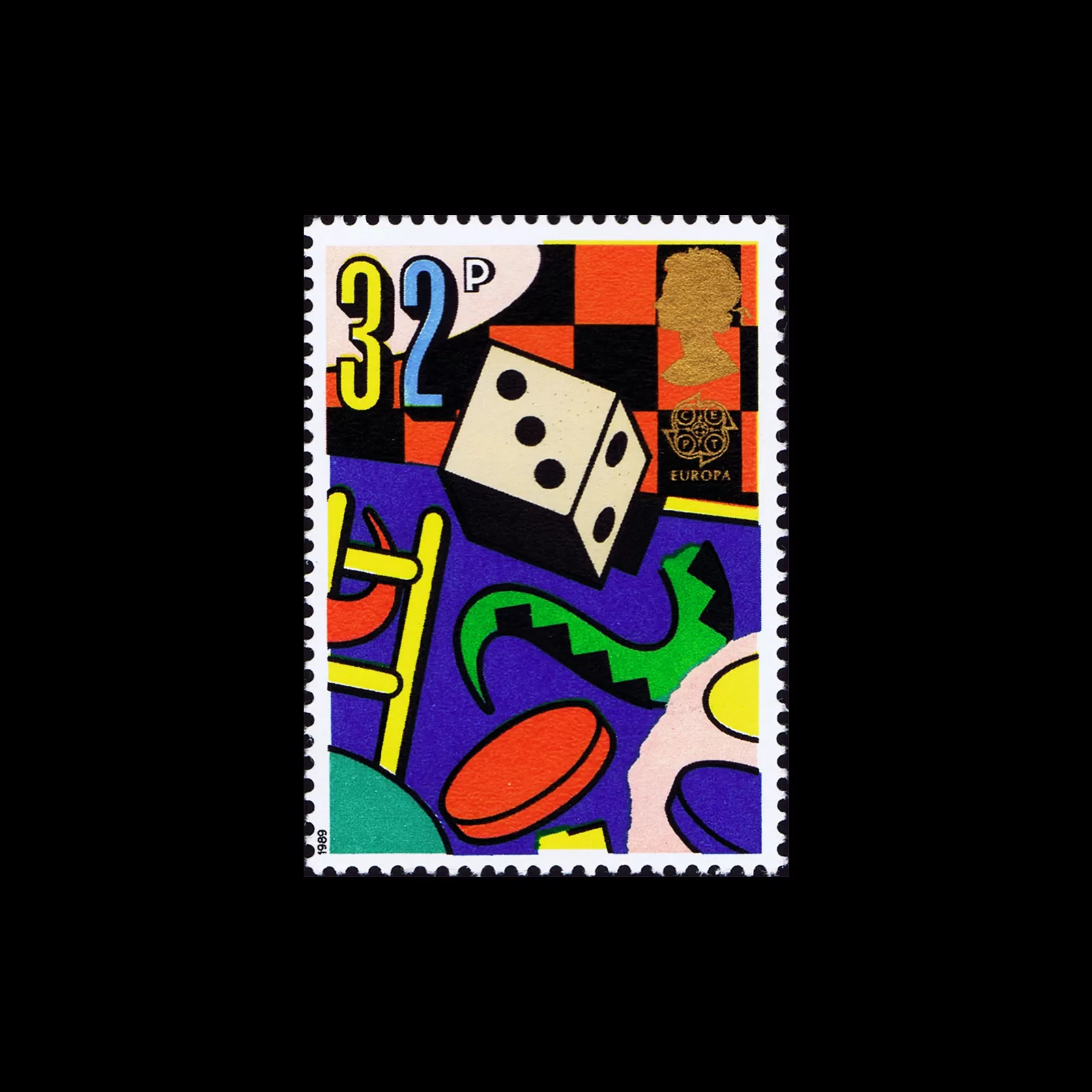 Childrens Play United Kingdom Stamps 1989. Designed by Dan Fern C jpg