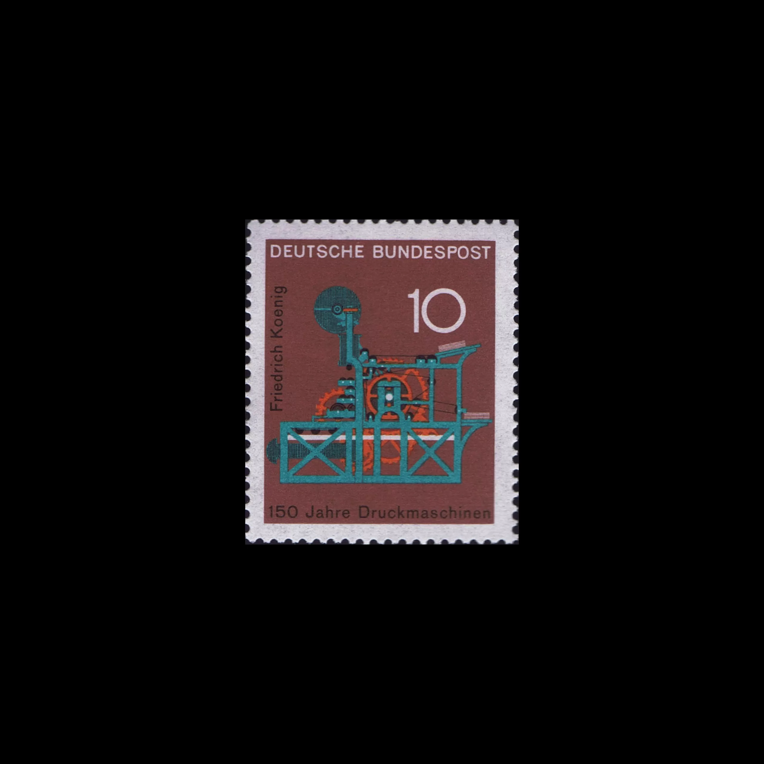 Koenig Printing Press, German Stamp, 1968. Designed by Karl Oskar Blase