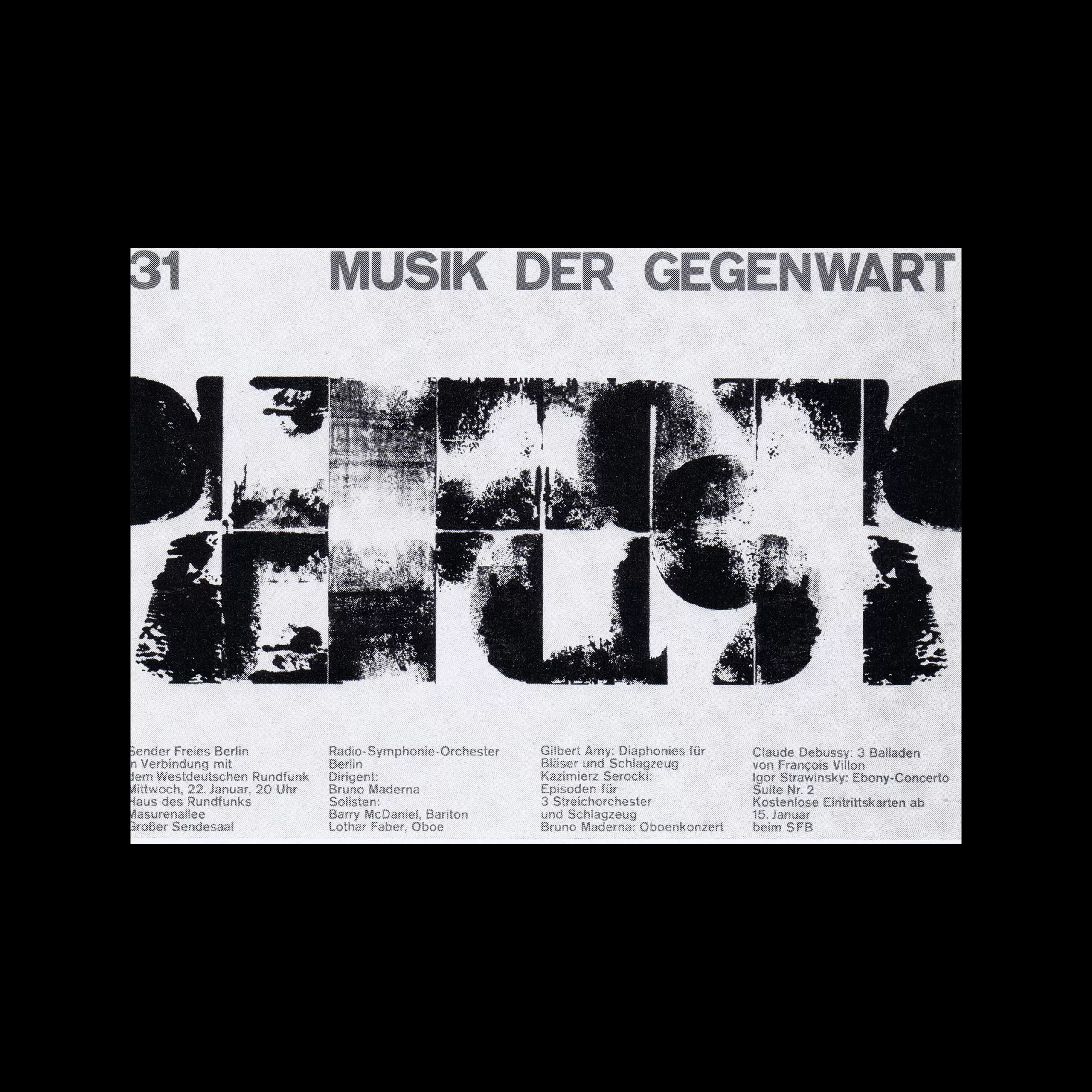 Radio Free Berlin Concert poster designed by Hans Förtsch and Sigrid von Baumgarten