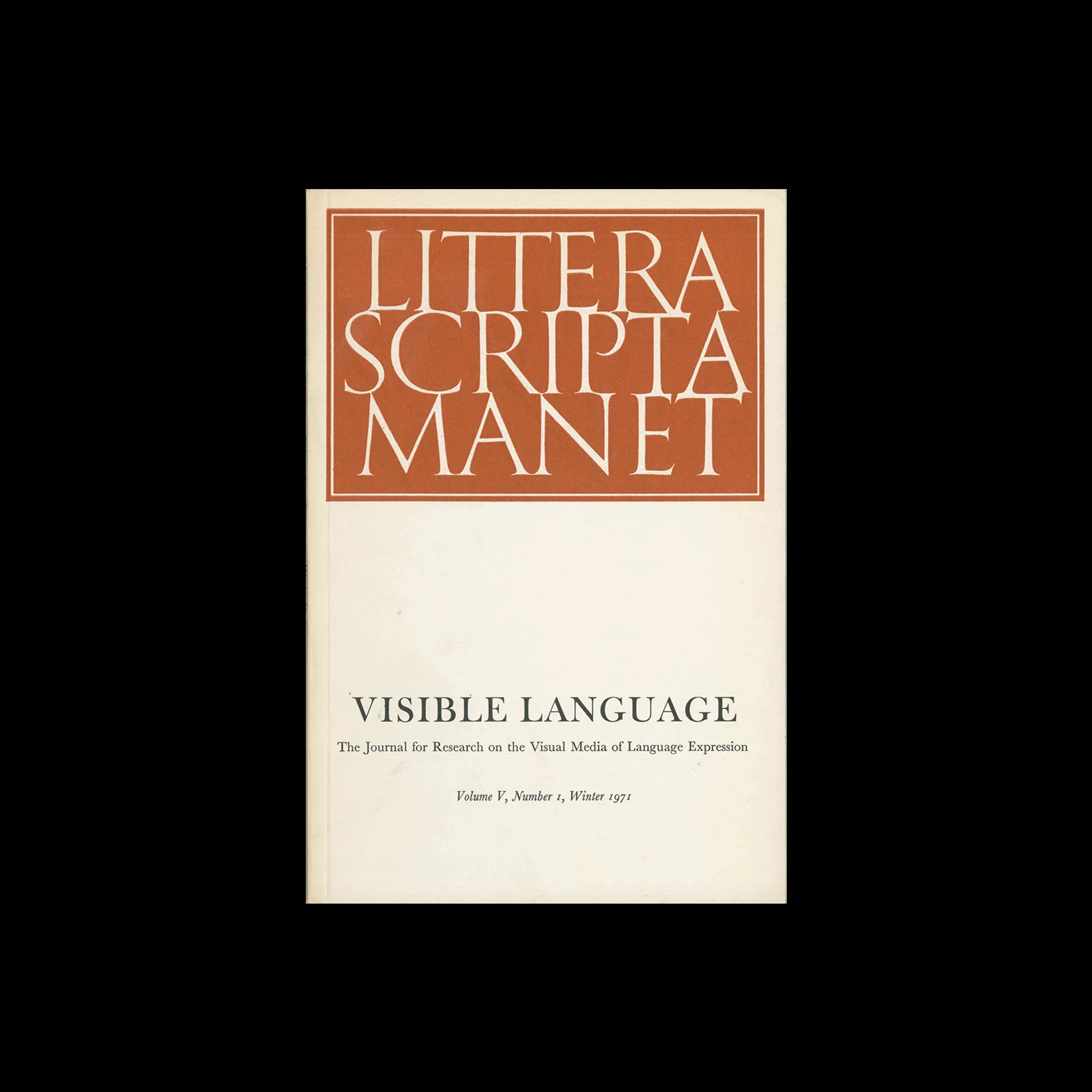 Visible Language, Vol 05, 01, Winter 1971. Cover design by Warren Chappell