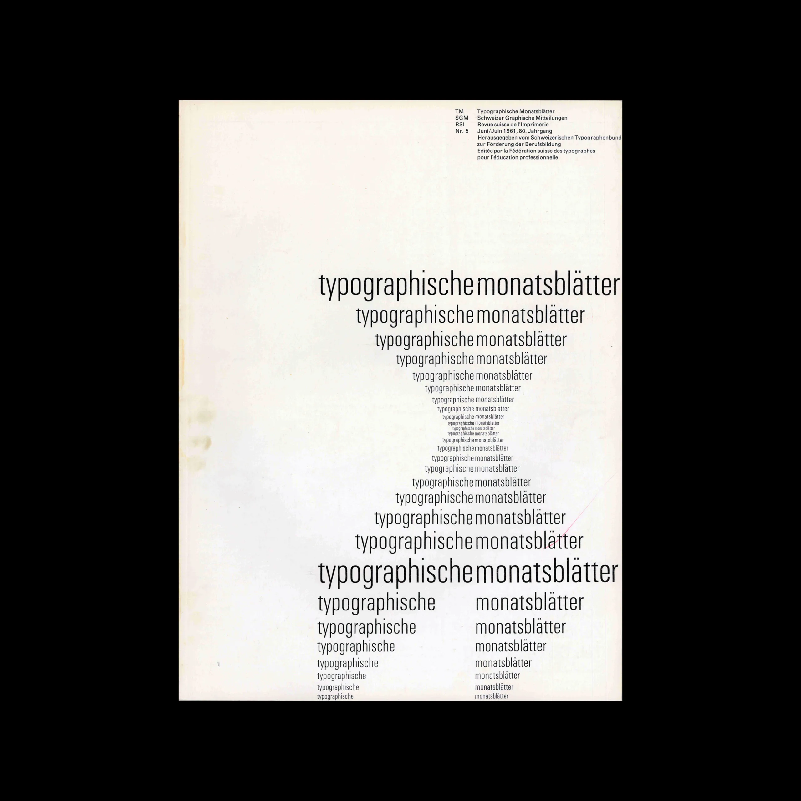 Typografische Monatsblätter, 05, 1961. Cover design by Emil Ruder