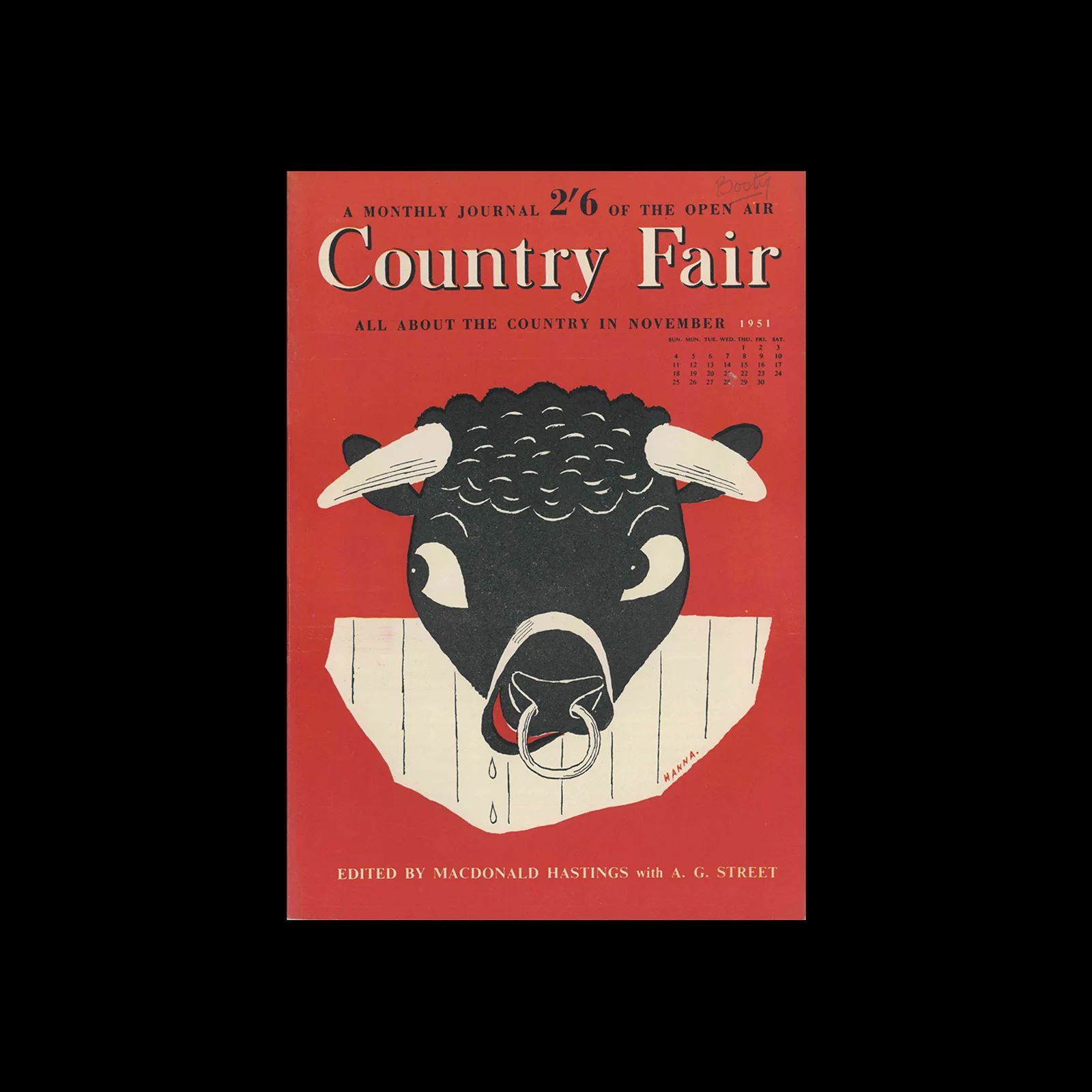 Country Fair, November 1951, Macdonald Hastings, 1951. Cover design by John Hanna