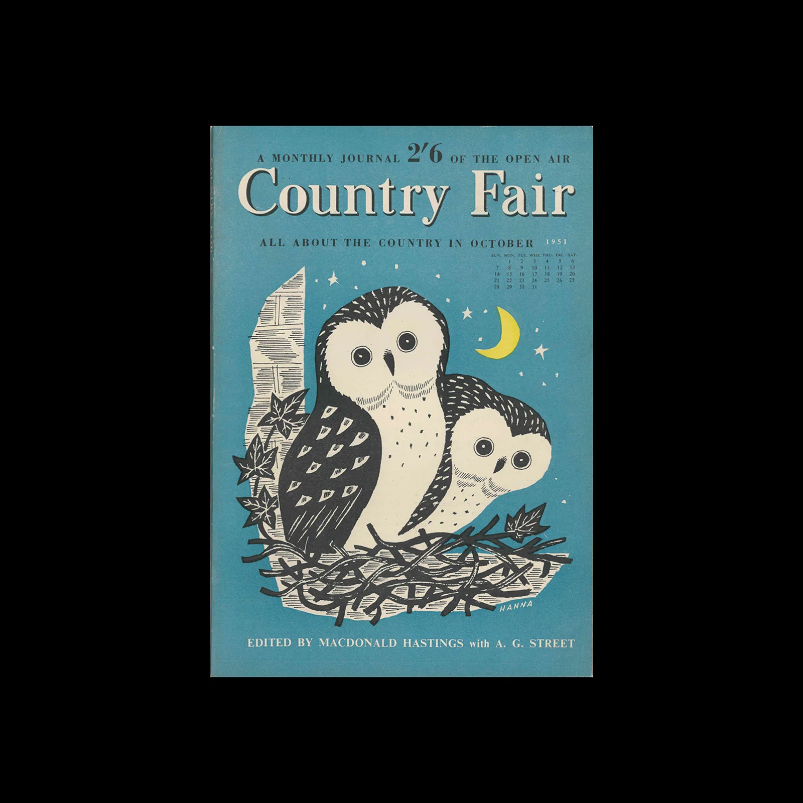 Country Fair, October 1951, Macdonald Hastings, 1951. Cover design by John Hanna