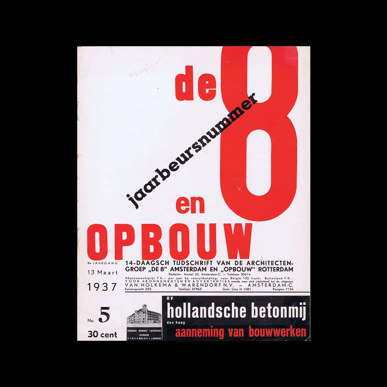 De 8 en Opbouw, 8e jaargang No 05, 13 Maart 1937