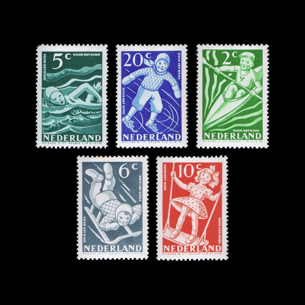 Child, Sports and Games, Children’s Stamps, Netherlands, 1948