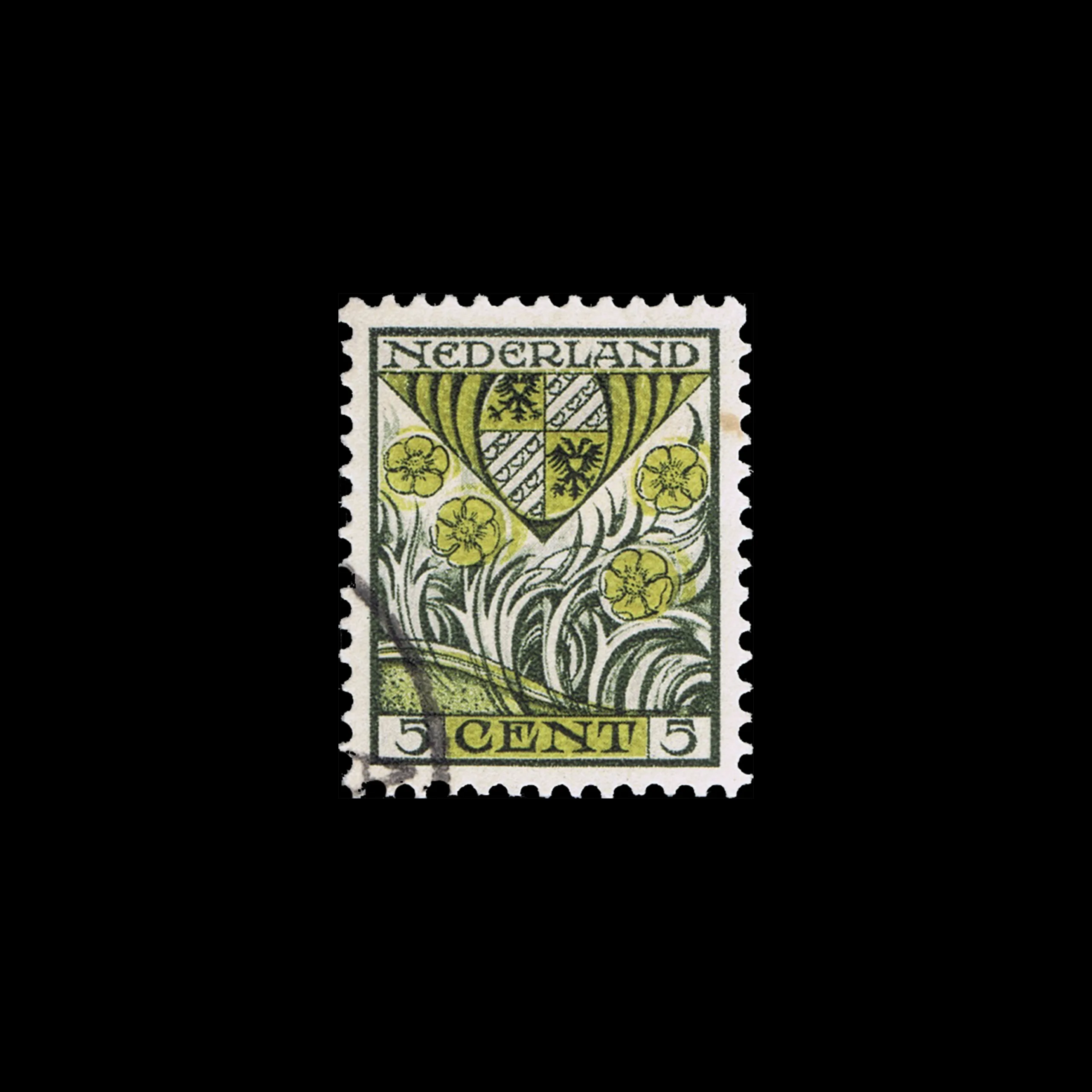 Coats of Arms of Drenthe, Groningen, Limburg and Overijssel, Children’s Stamps, Netherlands, 1927. Designed by Anton Molkenboer