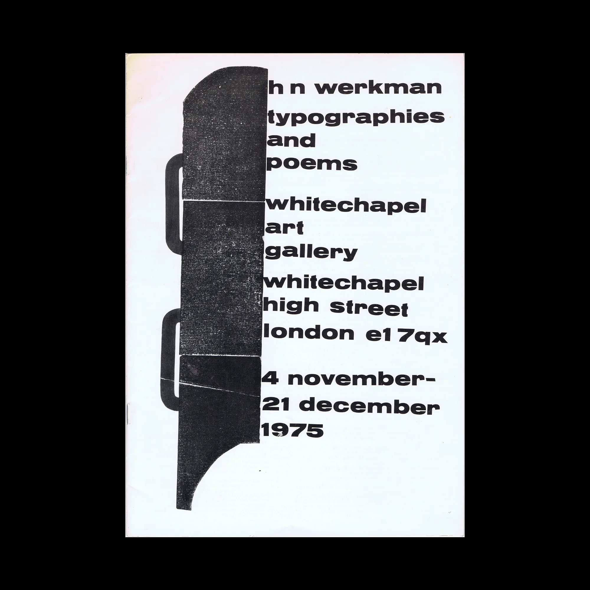 H.N. Werkman, Typographies and poems, Whitechapel art Gallery, 1975. Catalogue design by Françoise Berserik