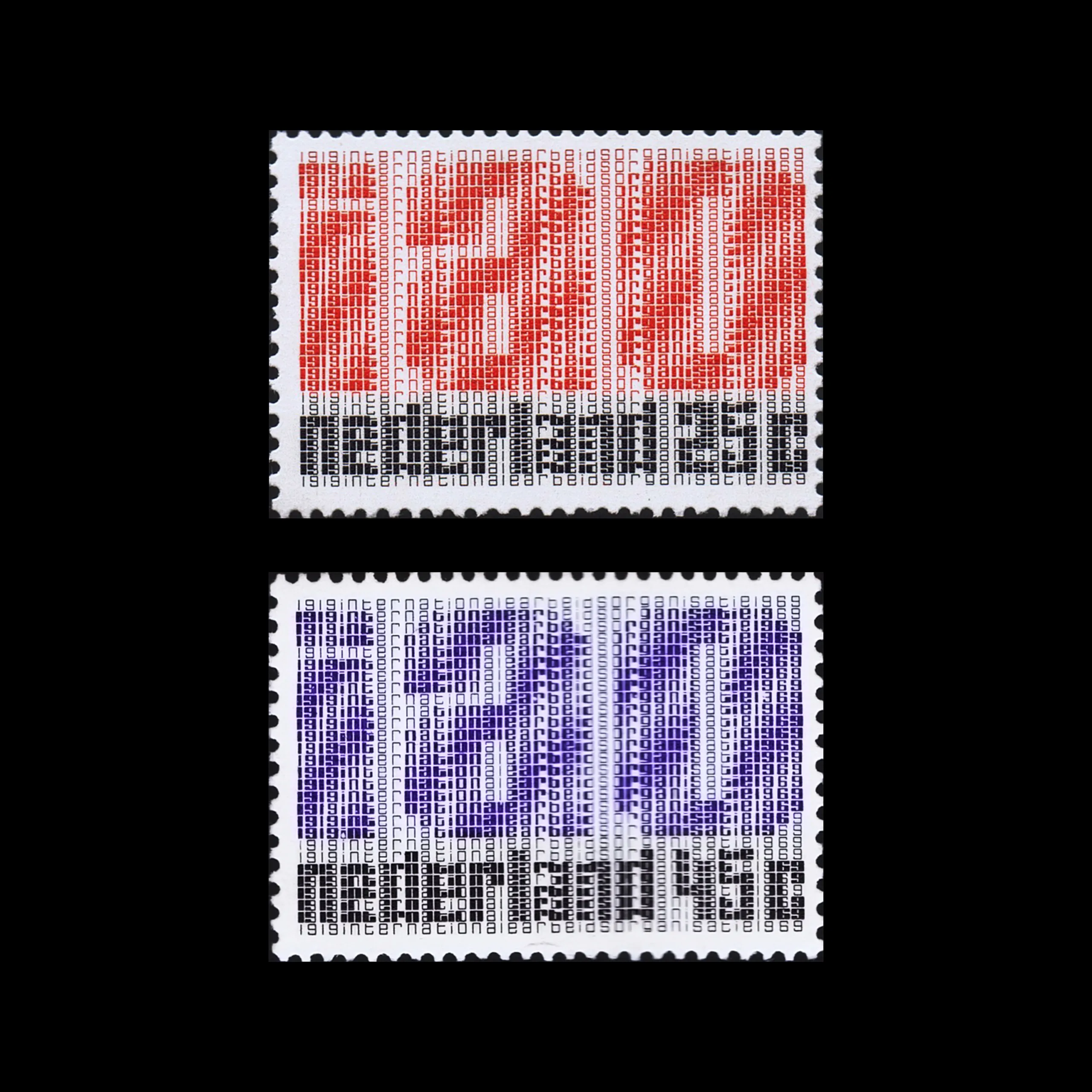 International Labor Organization 50 years, Netherlands Stamps, 1969. Designed by Jurriaan Schrofer