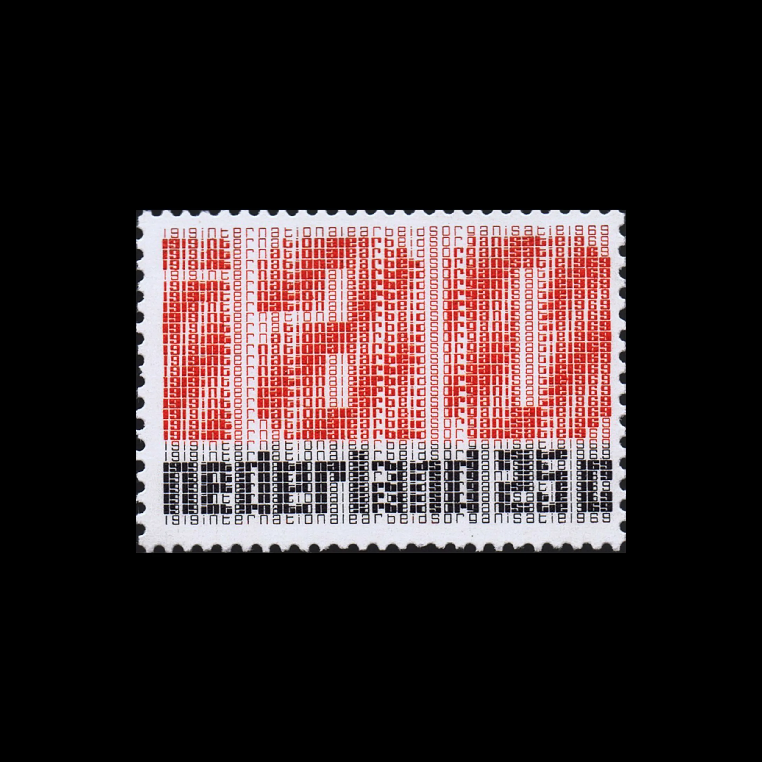 International Labor Organization 50 years, Netherlands Stamps, 1969. Designed by Jurriaan Schrofer