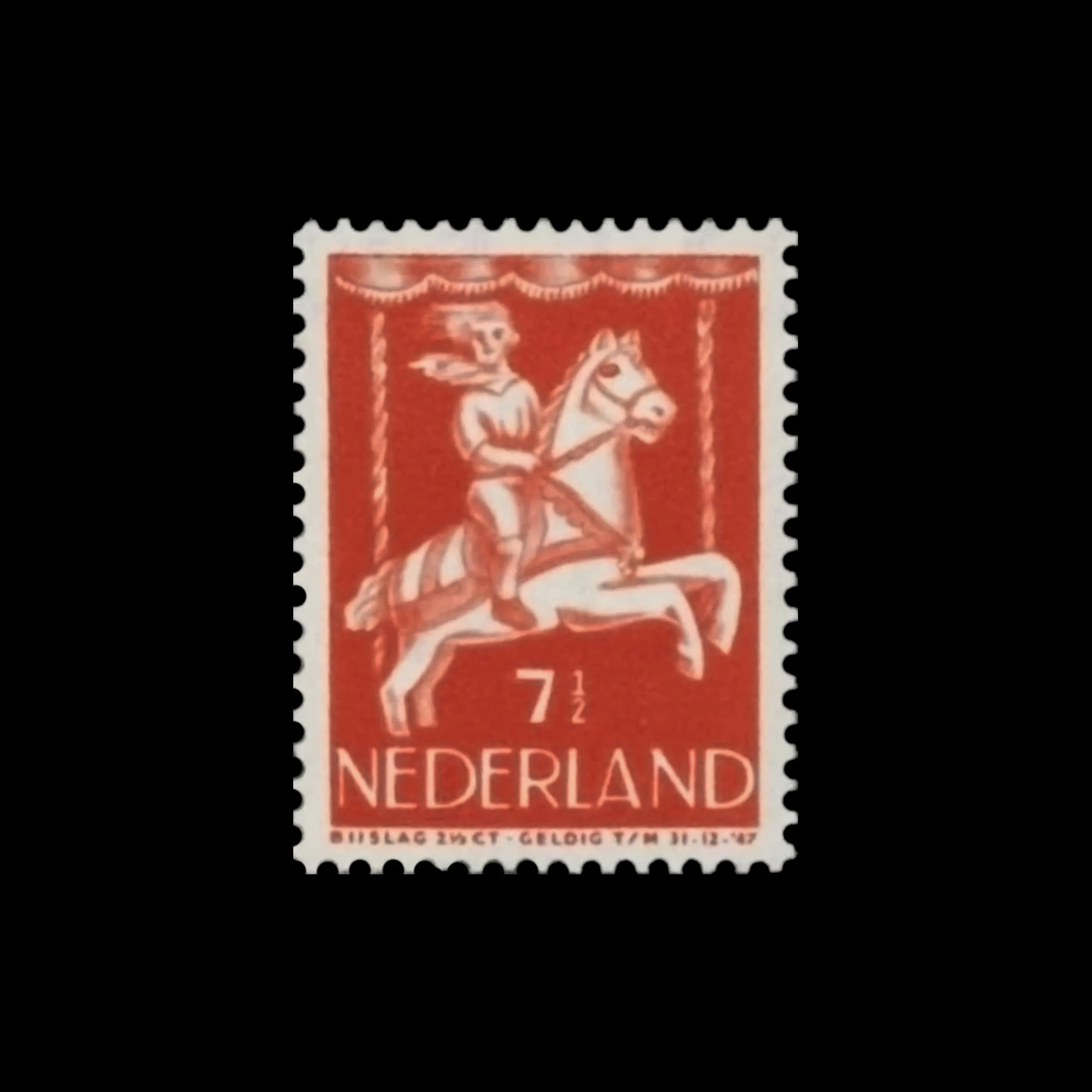 Merry-go-round, Children's Stamps, Netherlands, 1946. Designed by Jeanne Bieruma Oosting