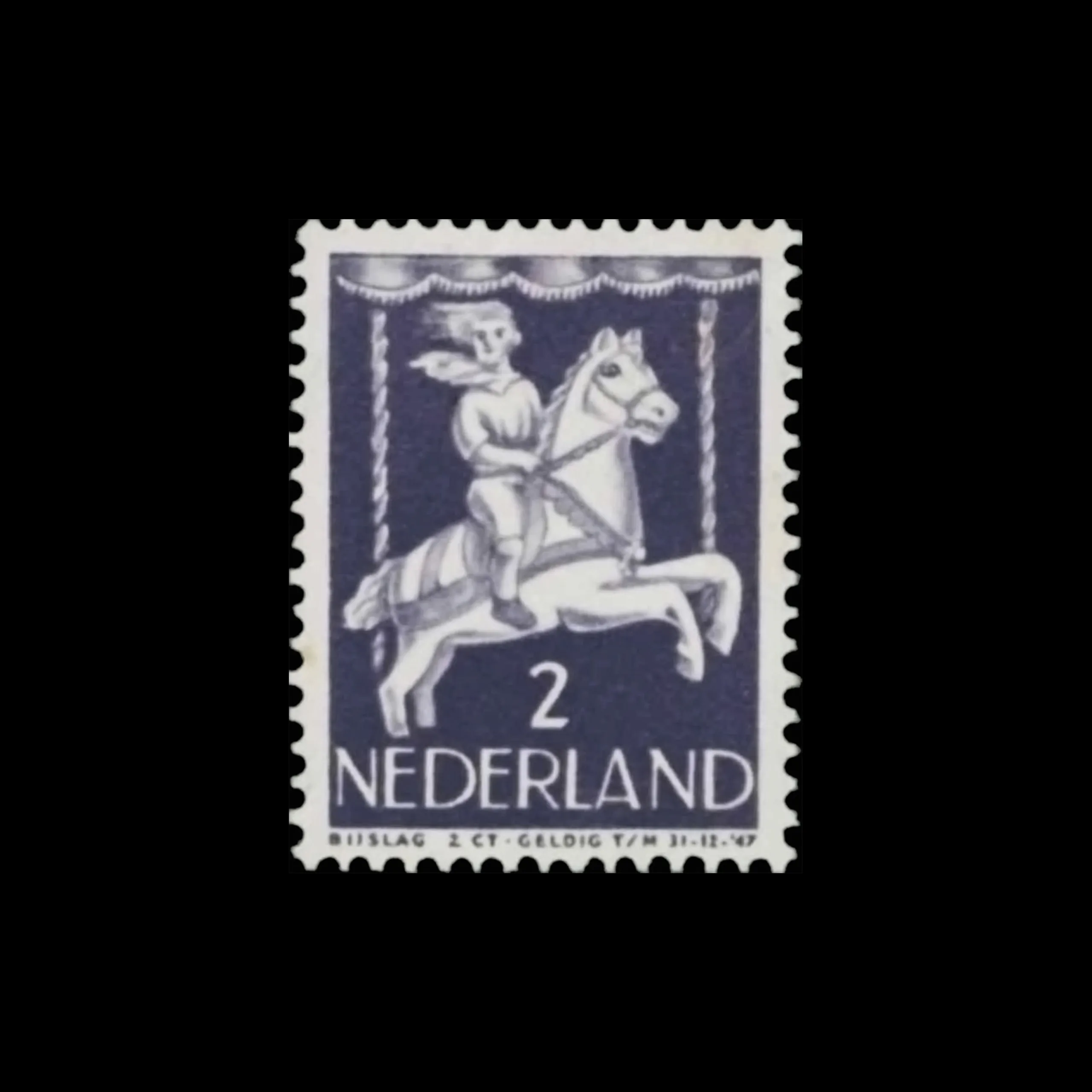 Merry-go-round, Children's Stamps, Netherlands, 1946. Designed by Jeanne Bieruma Oosting