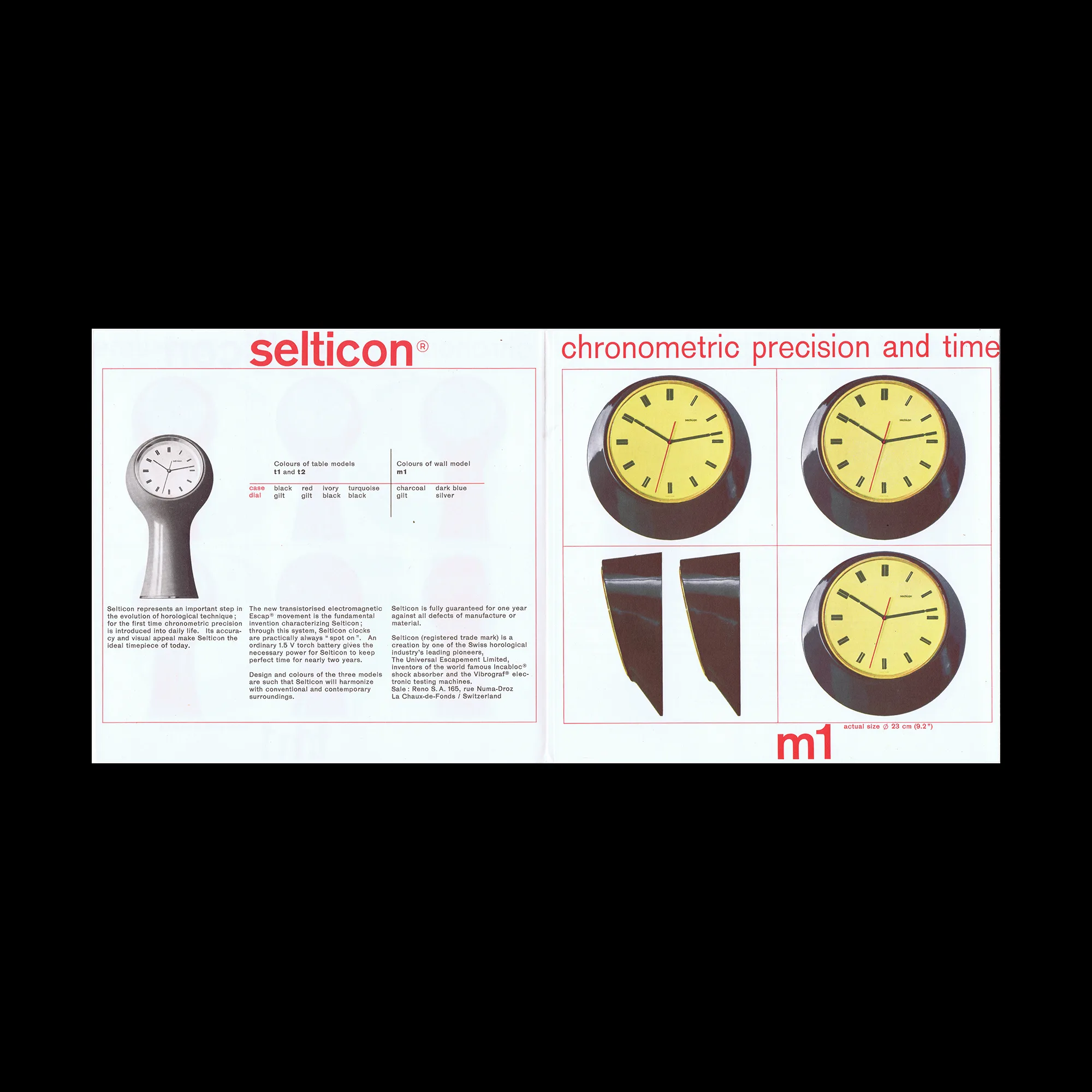 Secticon Clocks, Product Brochure, 1960. Designed by Thérèse Moll