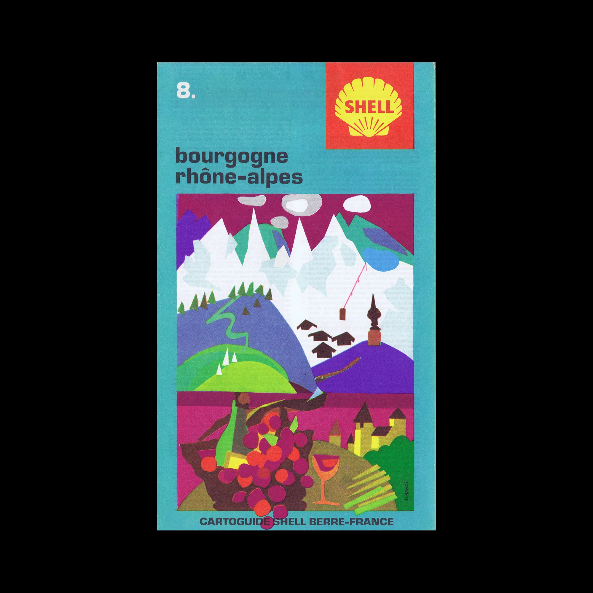 Bourgogne Rhône-Alpes, French Cartoguide 08, Shell, 1971. Illustrated by Daniel Hamot