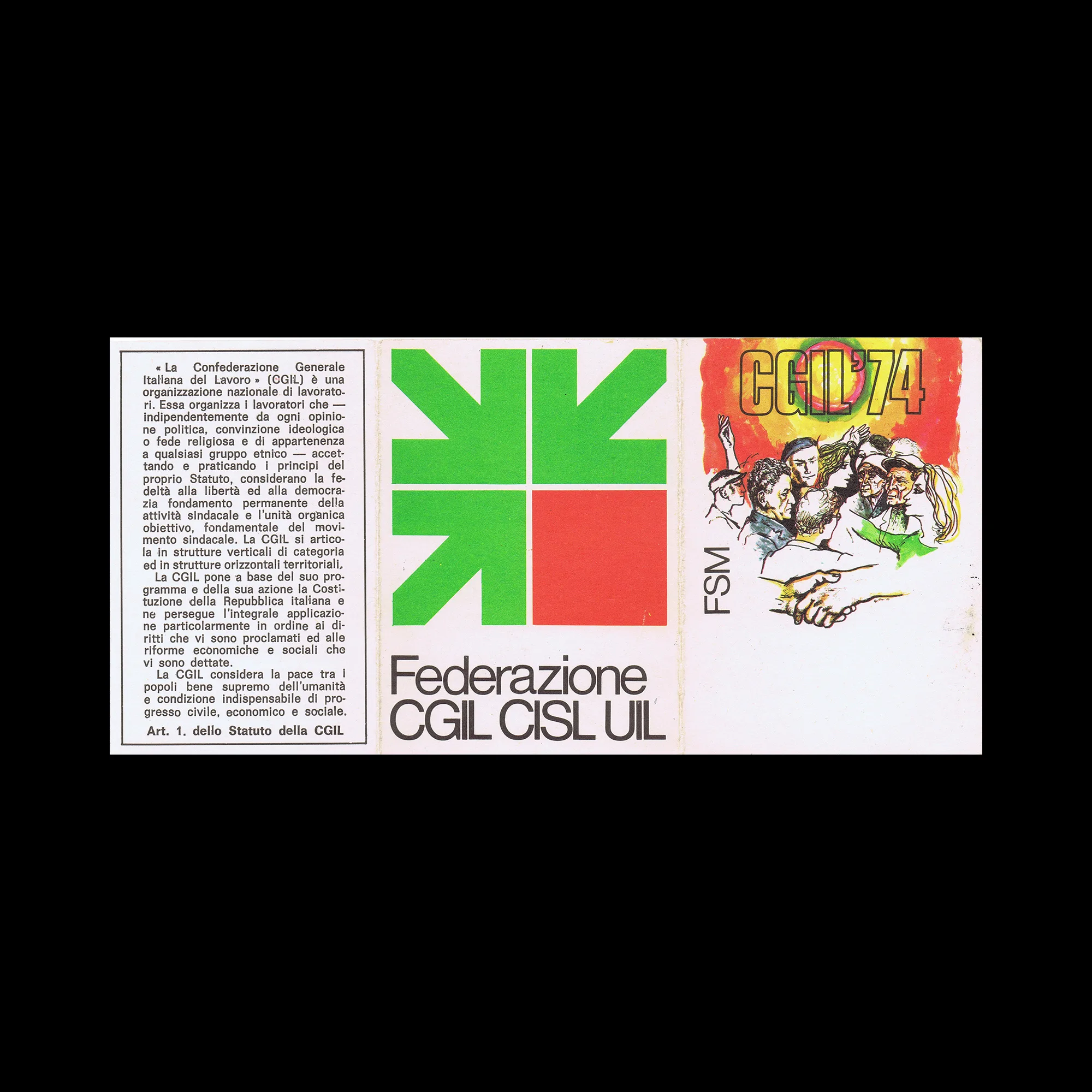 CGIL (Confederazione Generale Italiana del Lavoro), Trade Union Card, 1974 2 CGIL (Confederazione Generale Italiana del Lavoro), Trade Union Card, 1974