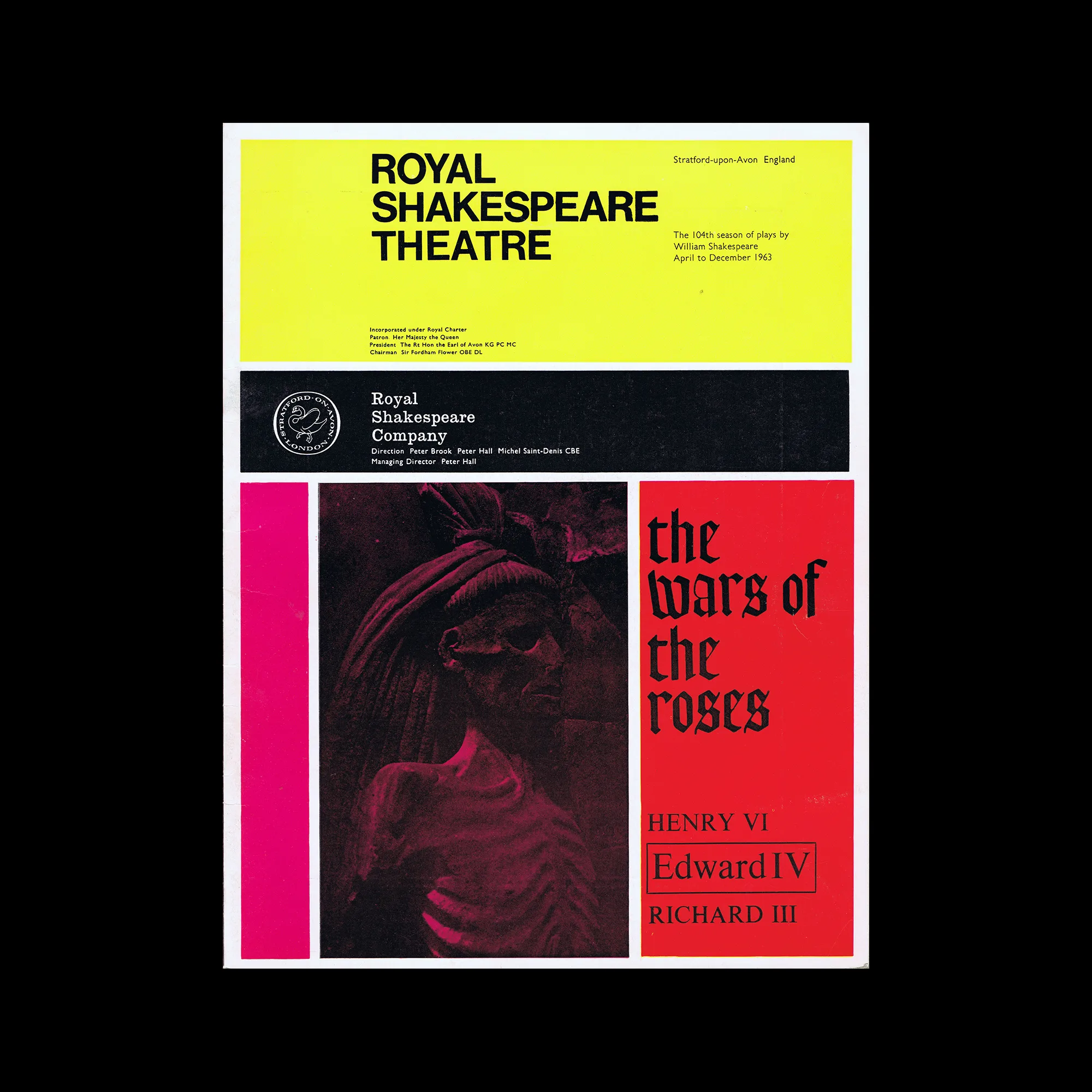The War Of The Roses - Edward IV, Programme, Royal Shakespeare Theatre, 1963. Design by George Mayhew