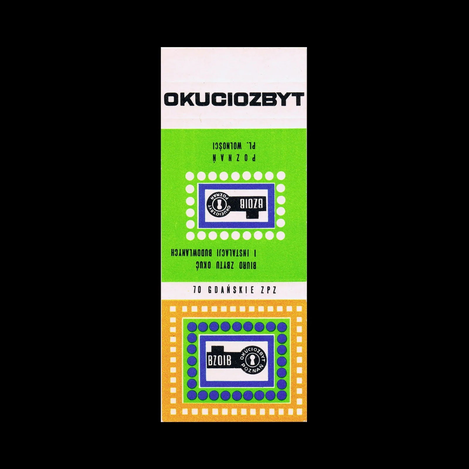 BZOiB (Biuro Zbytu Okuć i Instalacji Budowlanych), Polish Matchbox Label, c. 1970