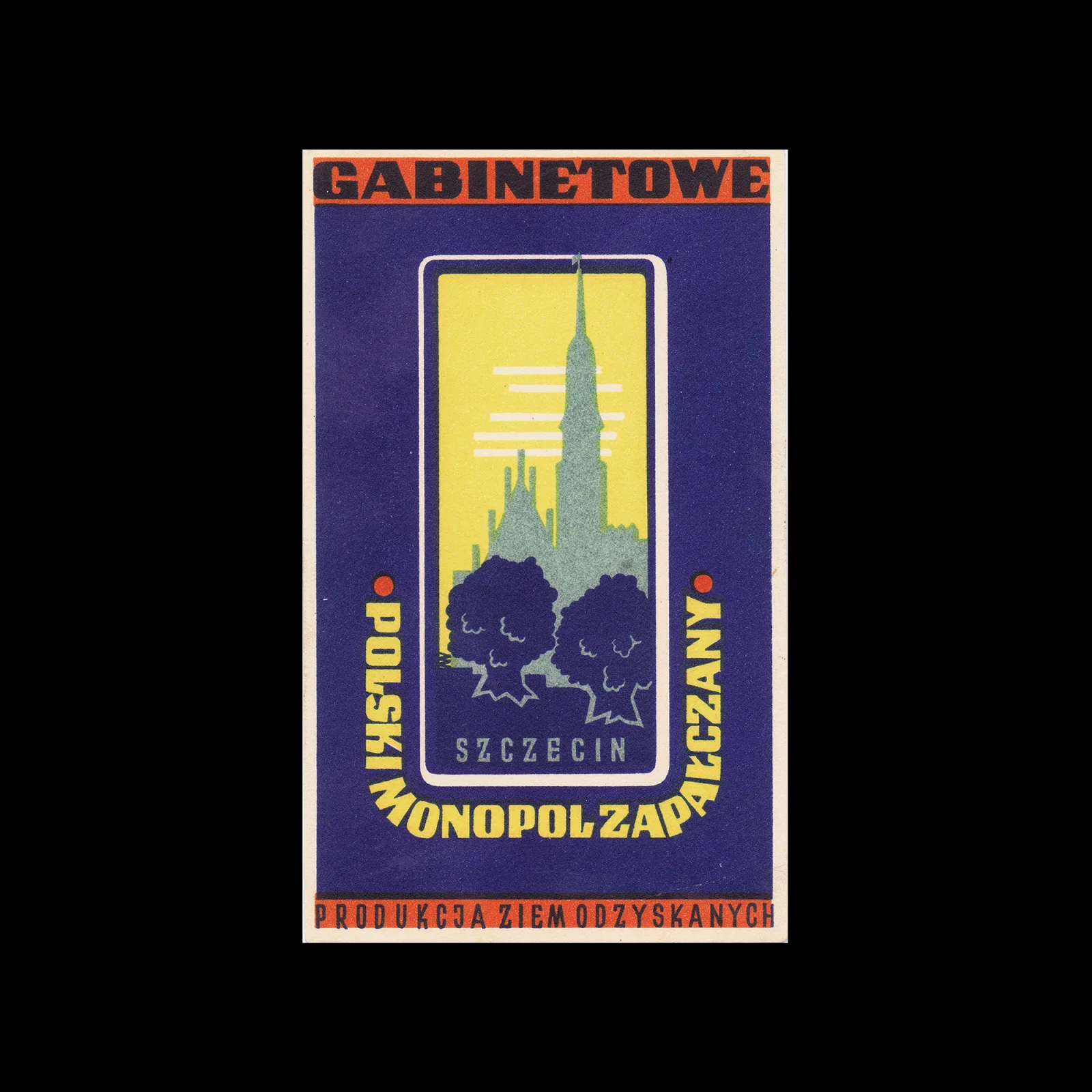 Gabinetowe, Szczecin, Monopol Zapałczany, Polish Matchbox Label, c. łatę 1940s