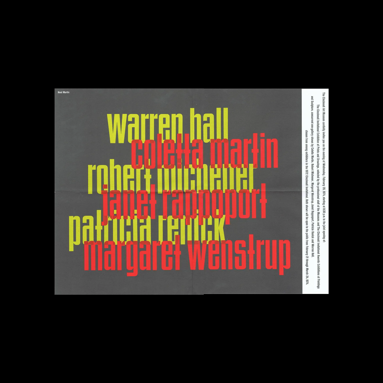 The Cincinnati Invitational Exhibition of Prints and Drawings, Poster, Cincinnati Art Museum, 1974