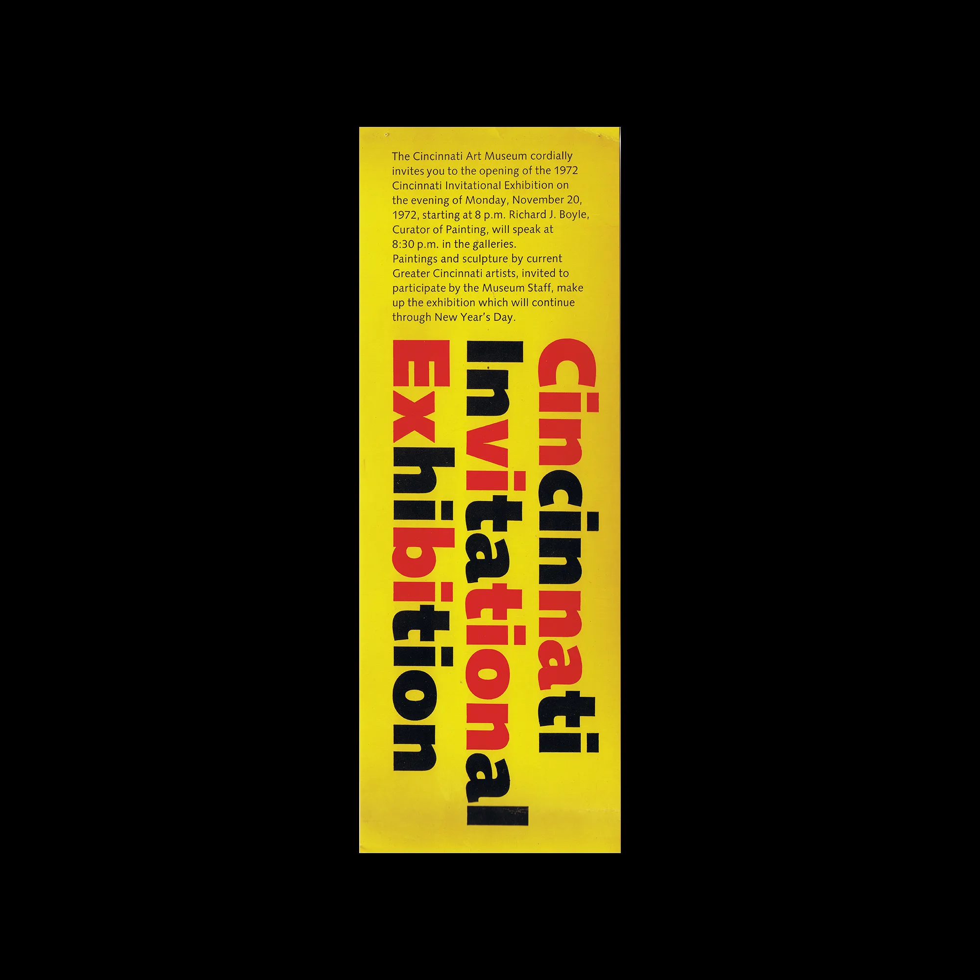 Cincinnati Invitational Exhibition, Invitation, Cincinnati Art Museum, 1972. Designed by Noel Martin