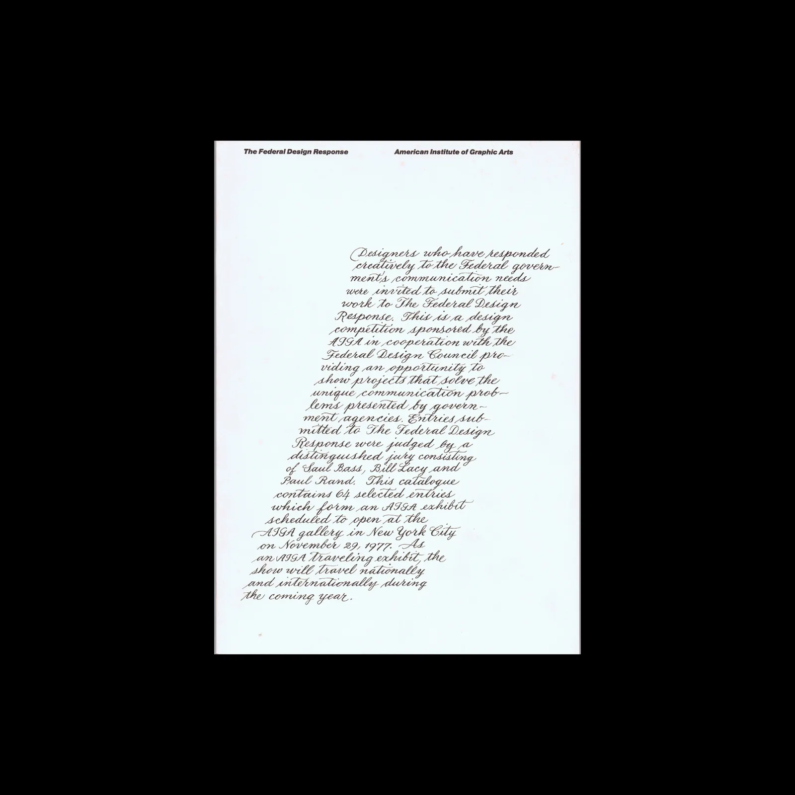 The Federal Design Response, American Institute of Graphic Arts (AIGA), 1977