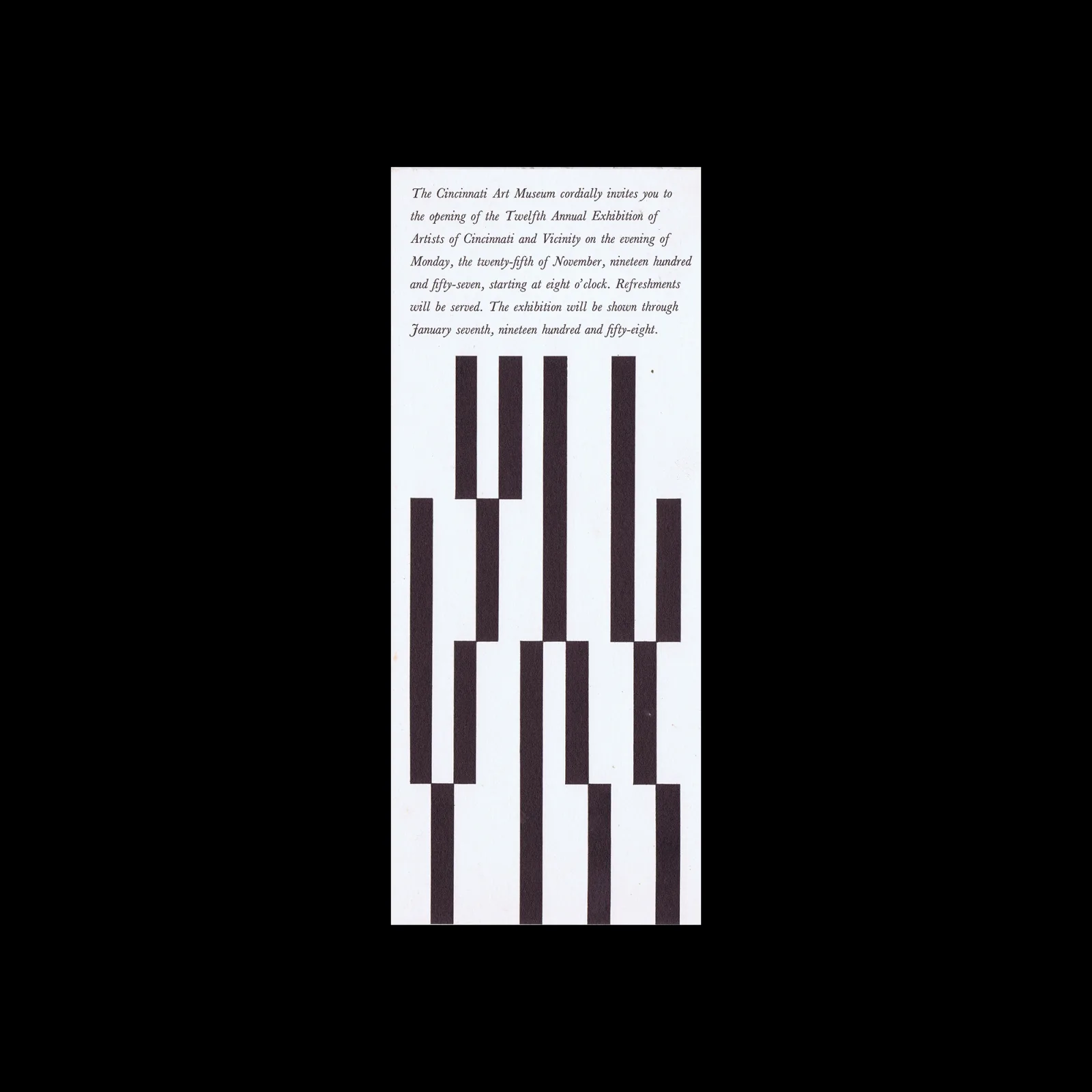 Twelfth Annual Exhibition of Artists of Cincinnati and Vicinity, Invitation, Cincinnati Art Museum, 1957