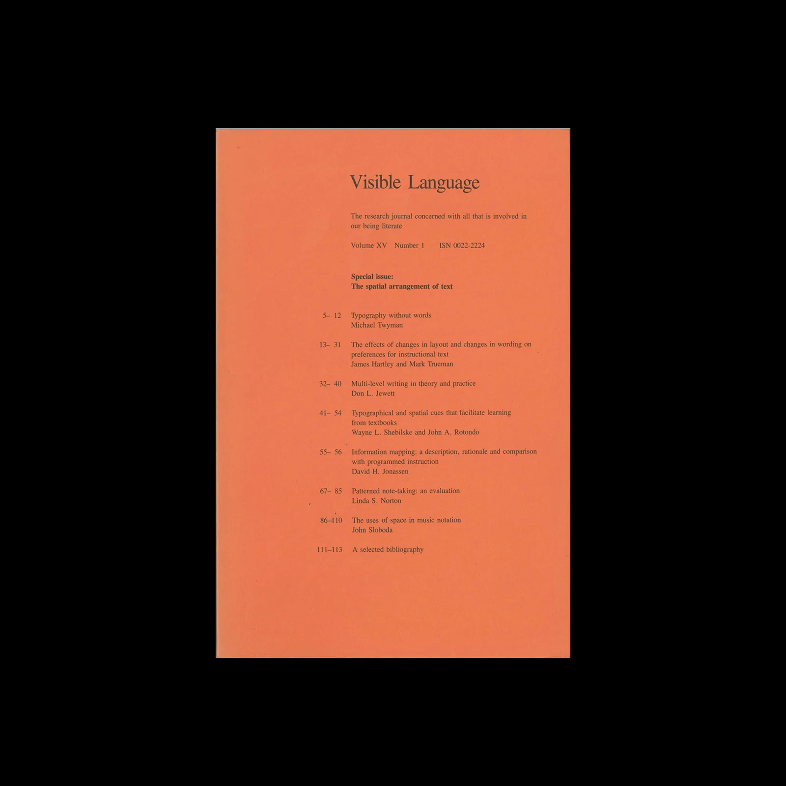 Visible Language, Vol 15, 01, 1981 1 Visible Language, Vol 15, 01, 1981