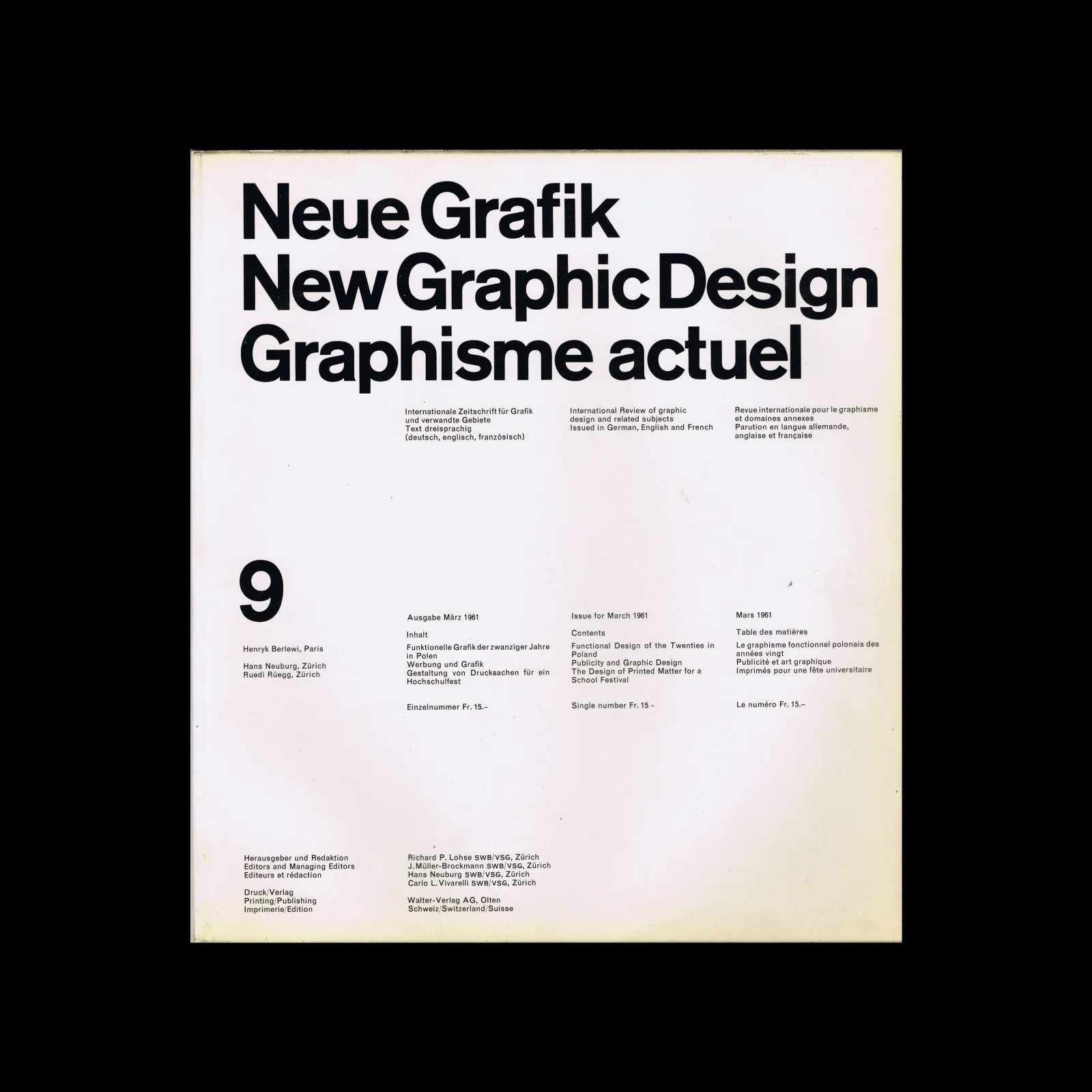 Neue Grafik / New Graphic Design / Graphisme actuel – No.09, 1961