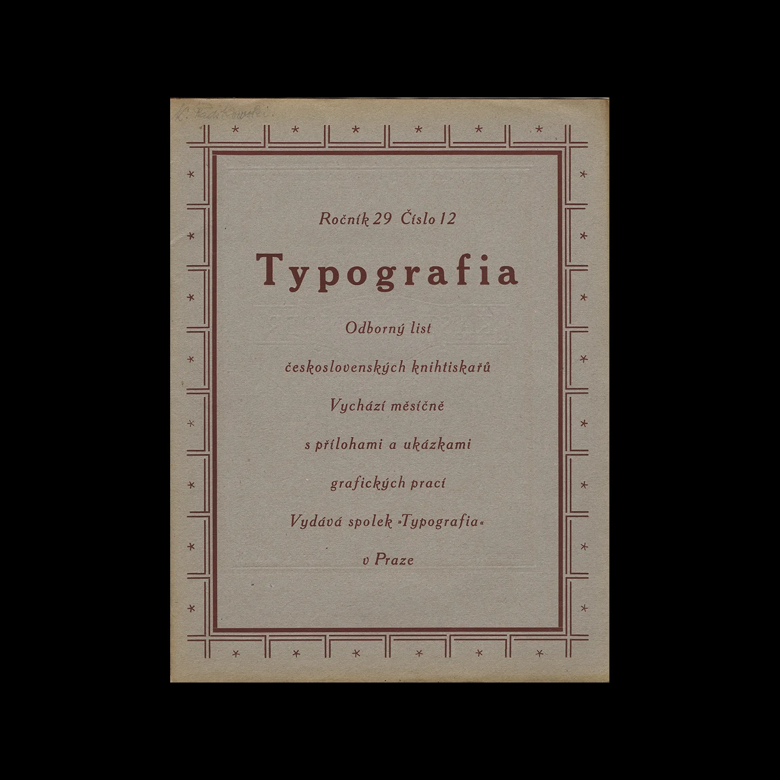 Typografia, ročník 29, 12, 1922