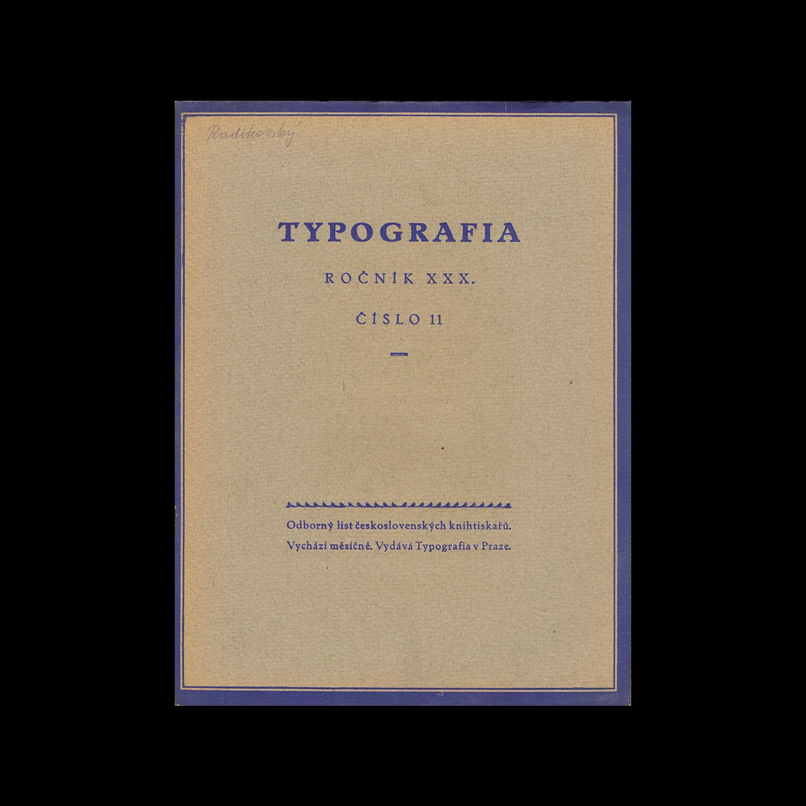 Typografia, ročník 30, 11, 1923