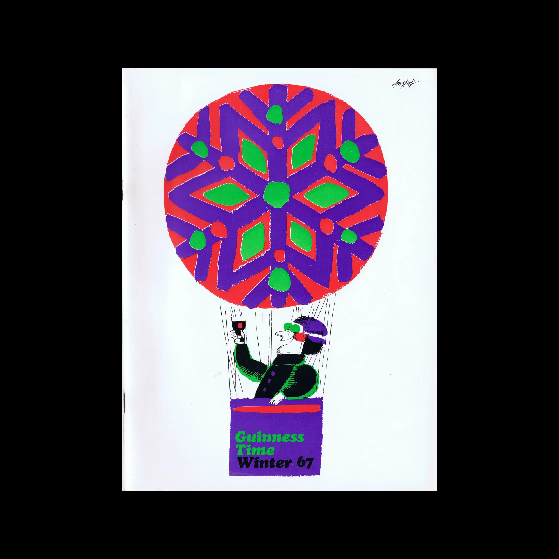 Guinness Time, Staff Magazine, Winter 1967. Illustrated cover design by André Amstutz