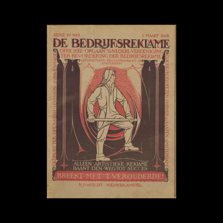 De Bedrijfsreklame, Vol IV, 01, March 1918. Cover design by Nicolaas Jan van der Vecht
