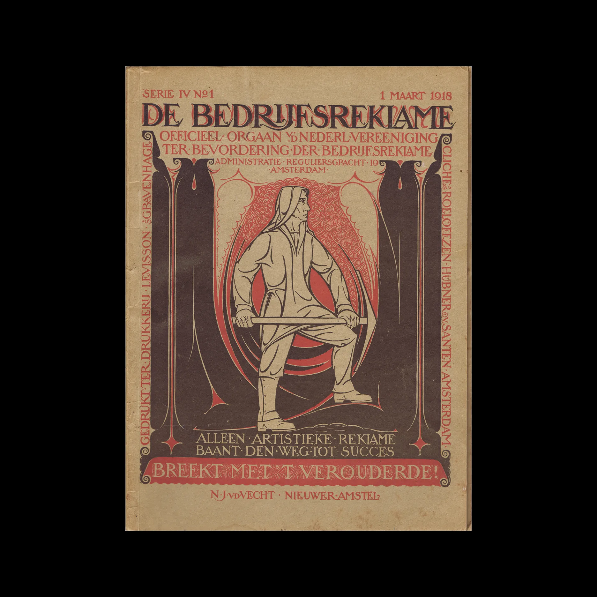 De Bedrijfsreklame, Vol IV, 01, March 1918. Cover design by Nicolaas Jan van der Vecht