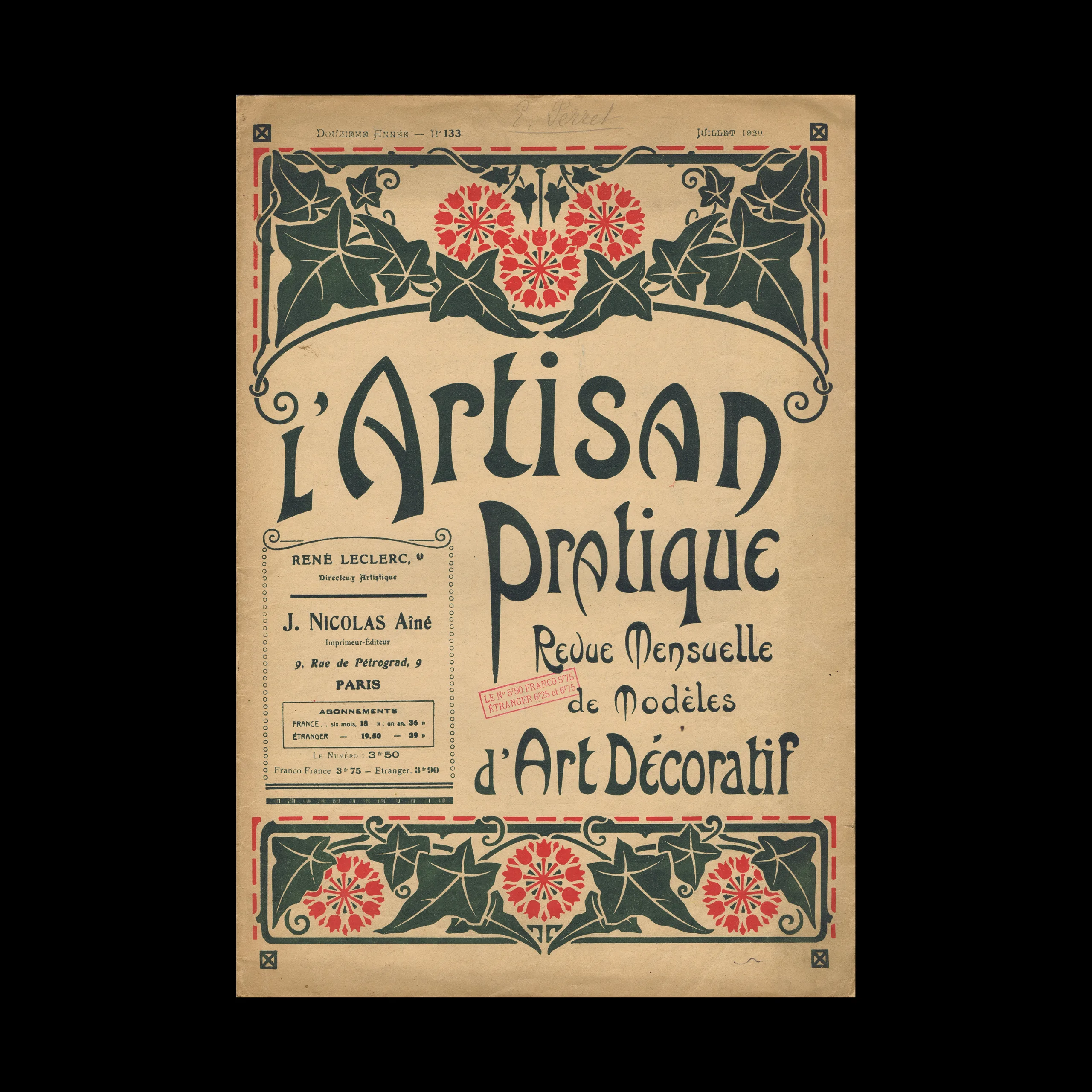L’artisan Pratique, Douzirme Anner — No. 133, Juilet 1920