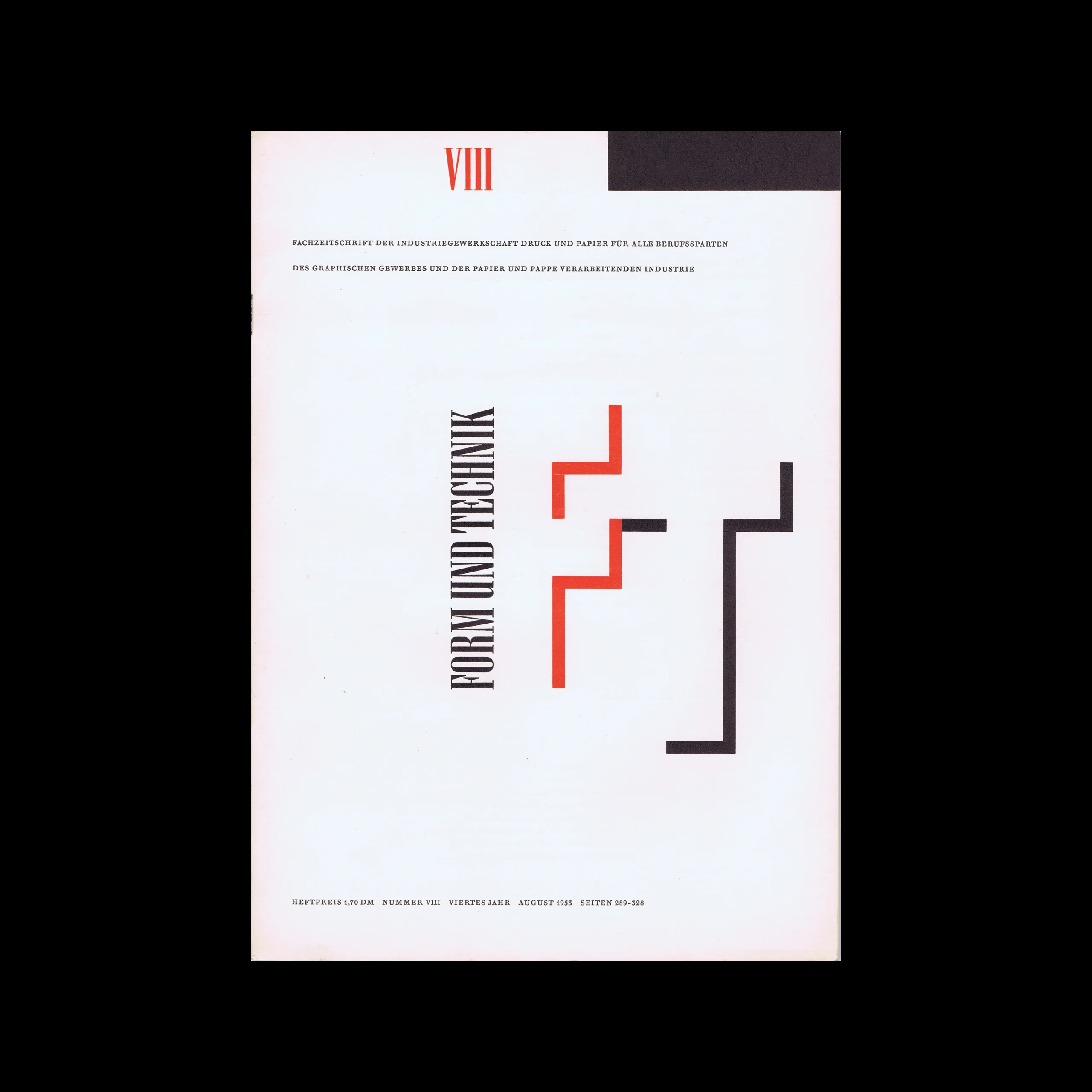 Form und Technik, Vol 04, No. 08, August 1953. Cover design by Wolfgang Unger