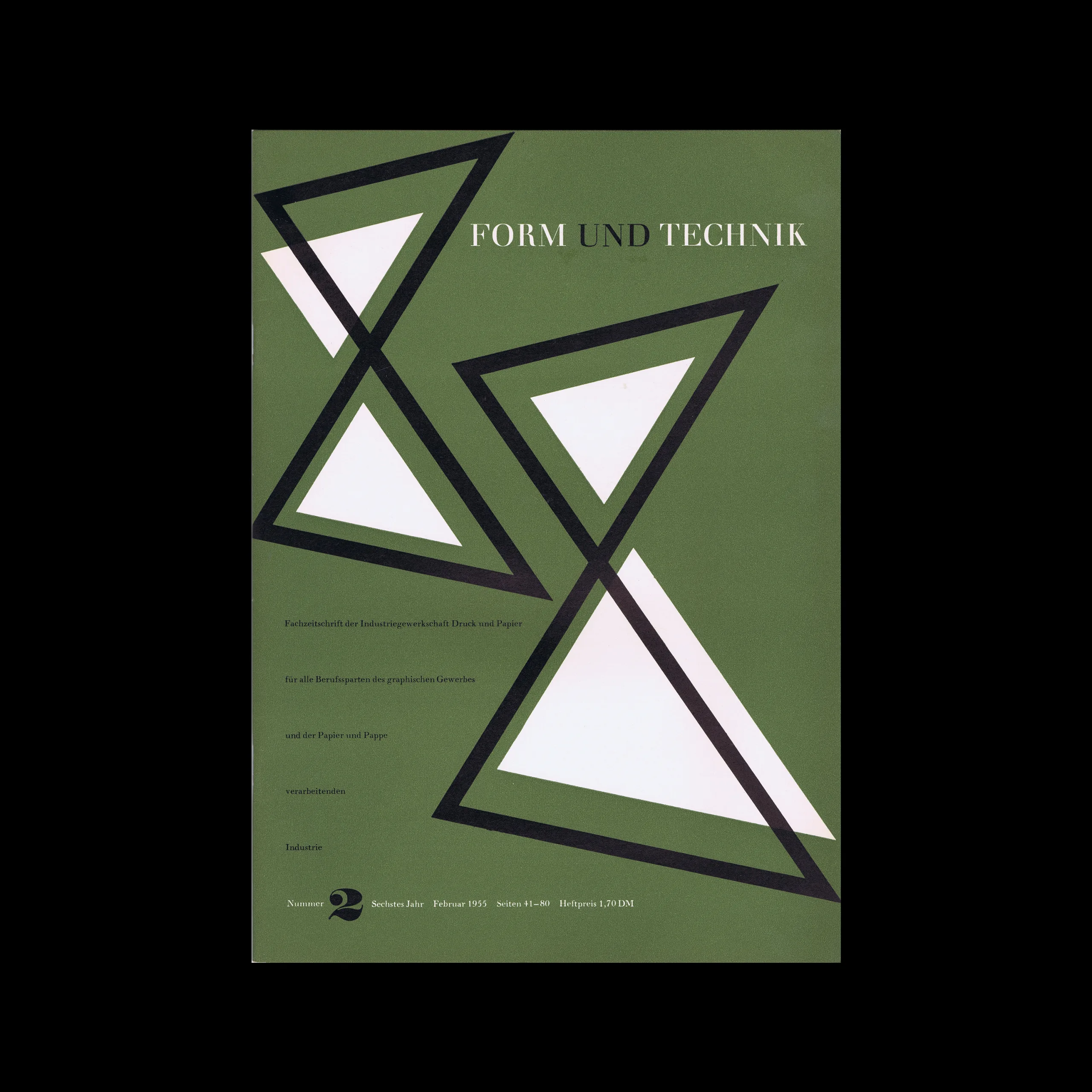 Form und Technik, Vol 06, No. 2, February 1955. Cover design by Willy Jakobs