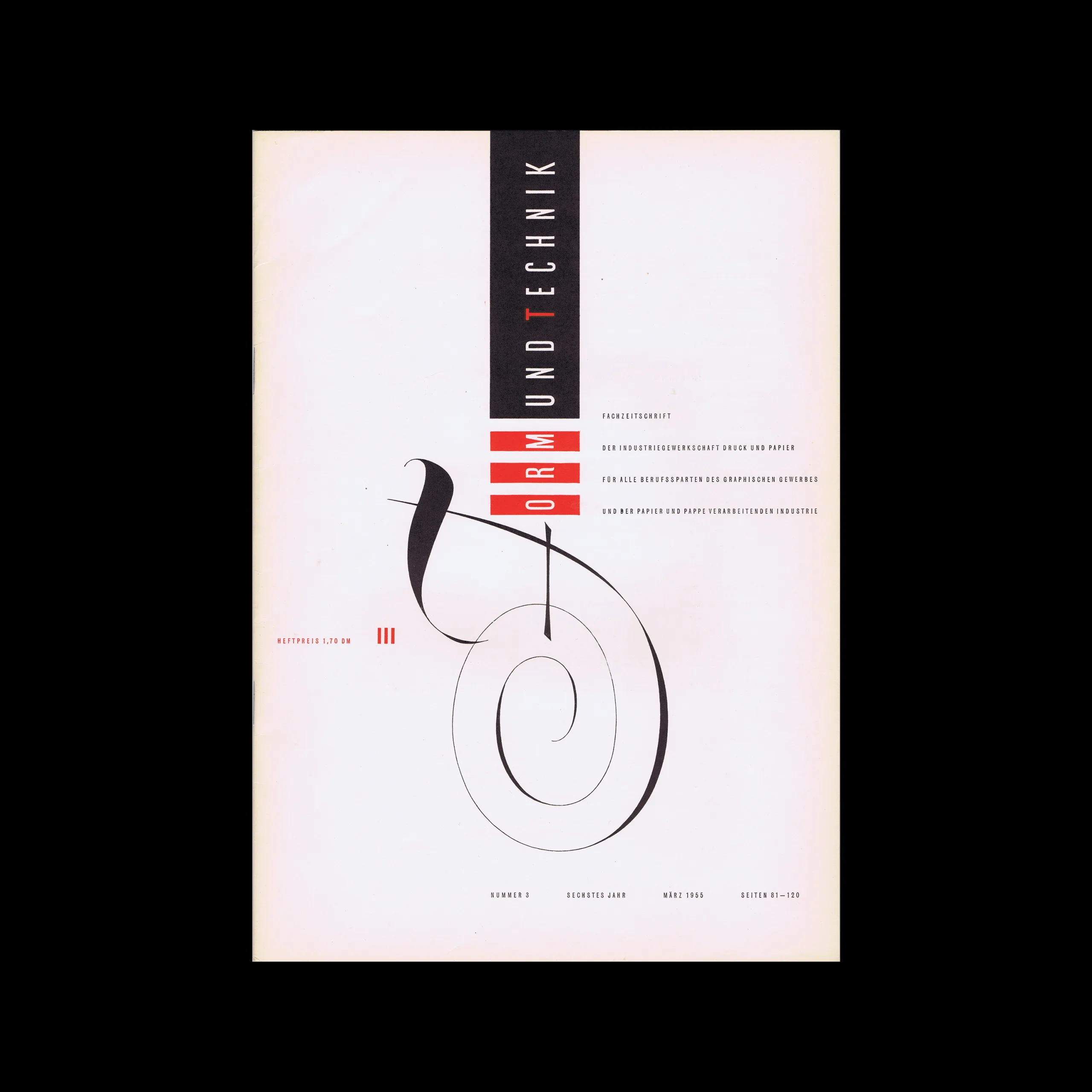 Form und Technik, Vol 06, No. 3, March 1955. Cover design by Karl-Heinz Fromm