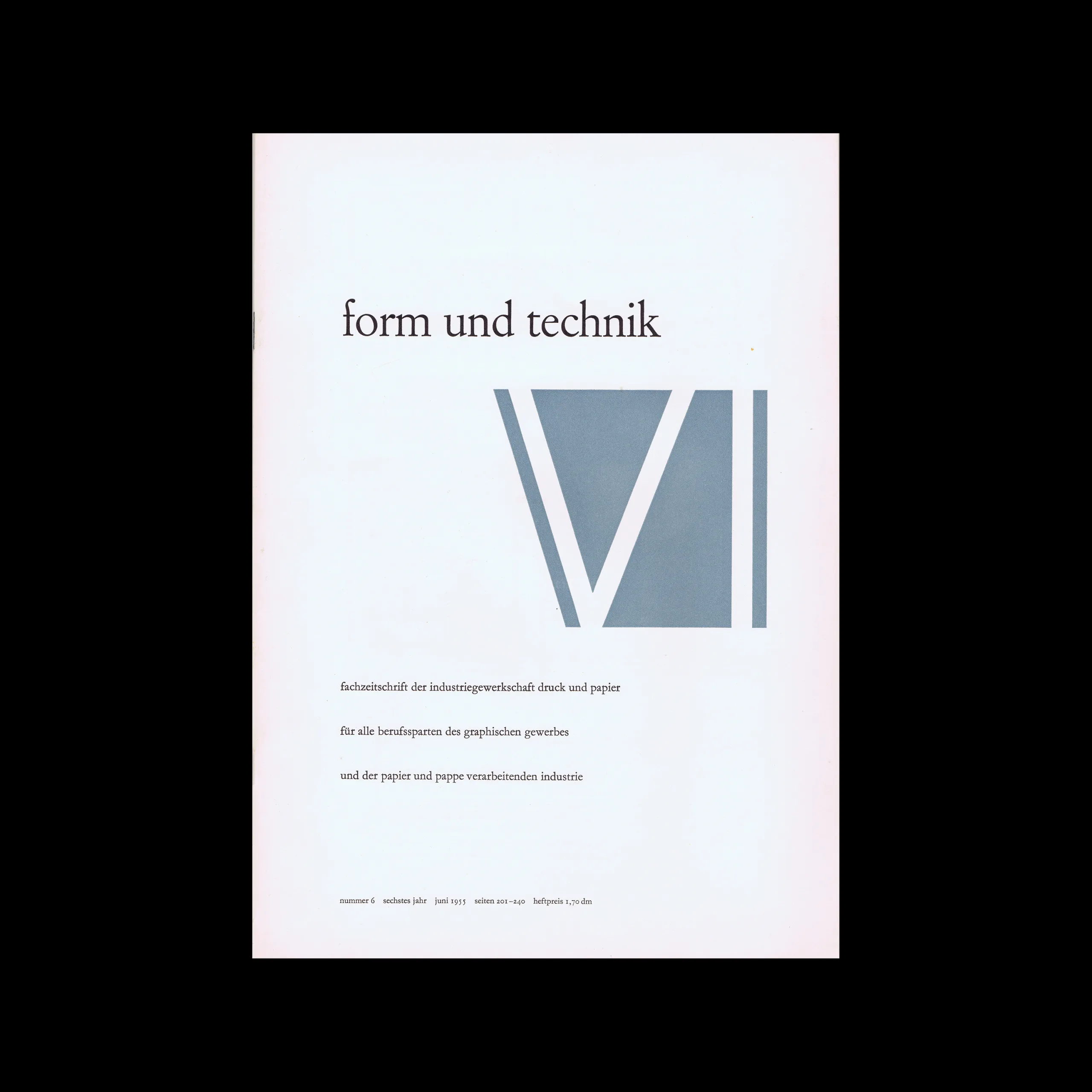 Form und Technik, Vol 06, No. 6, June 1955. Cover design by Gerhard Perz