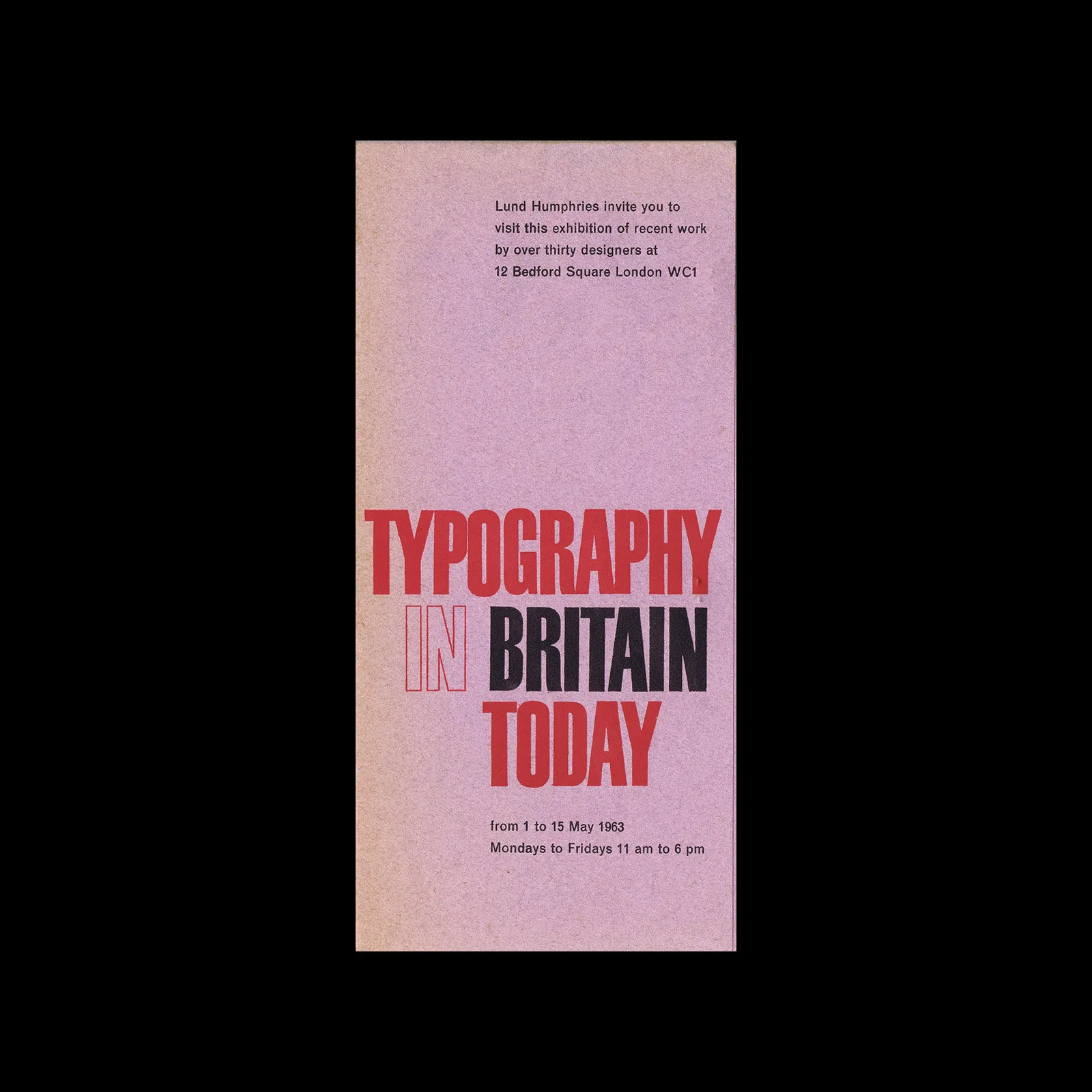 Typography in Britain Today / Piet Zwart, Invitation, 1963