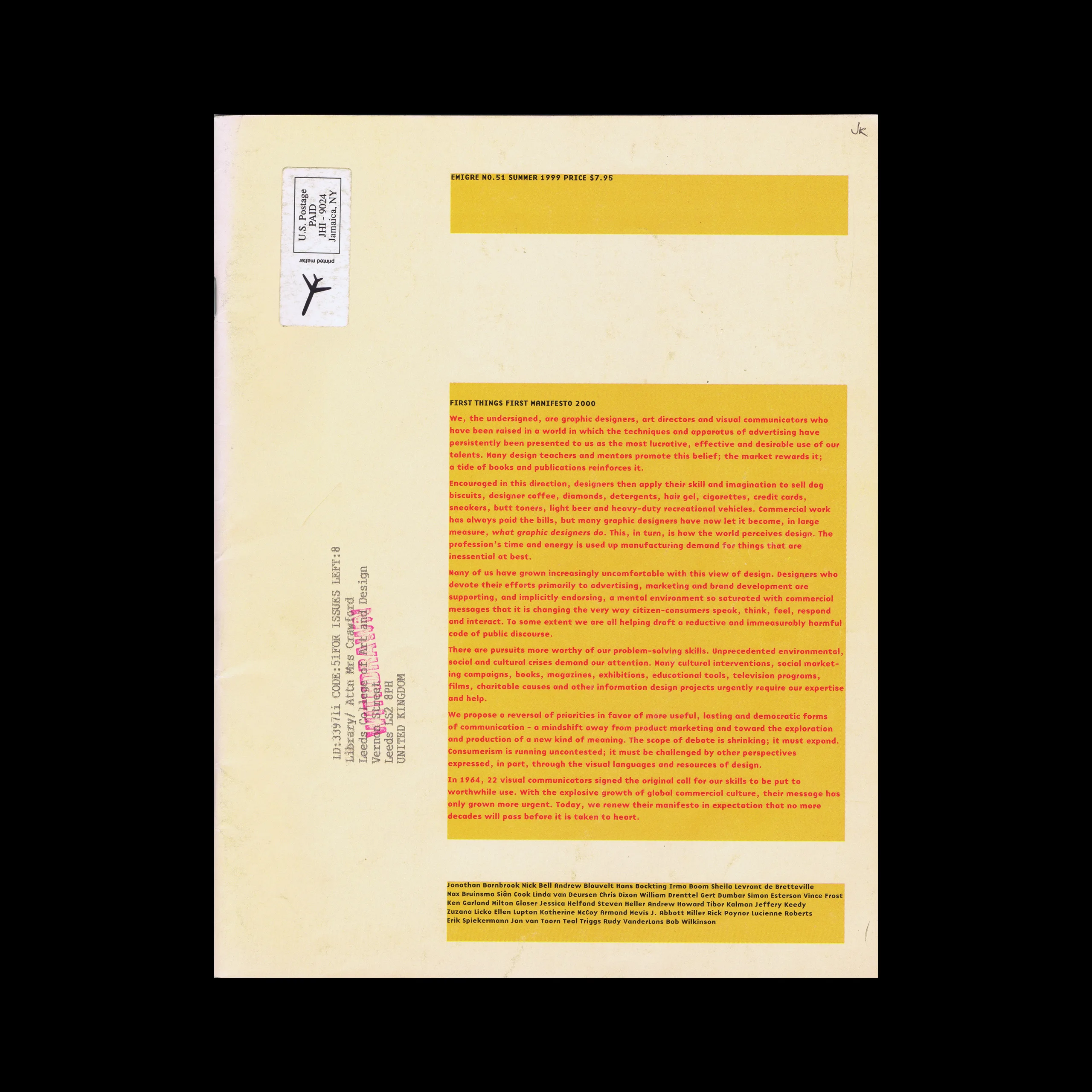 Emigre 51, First Things First, 1999