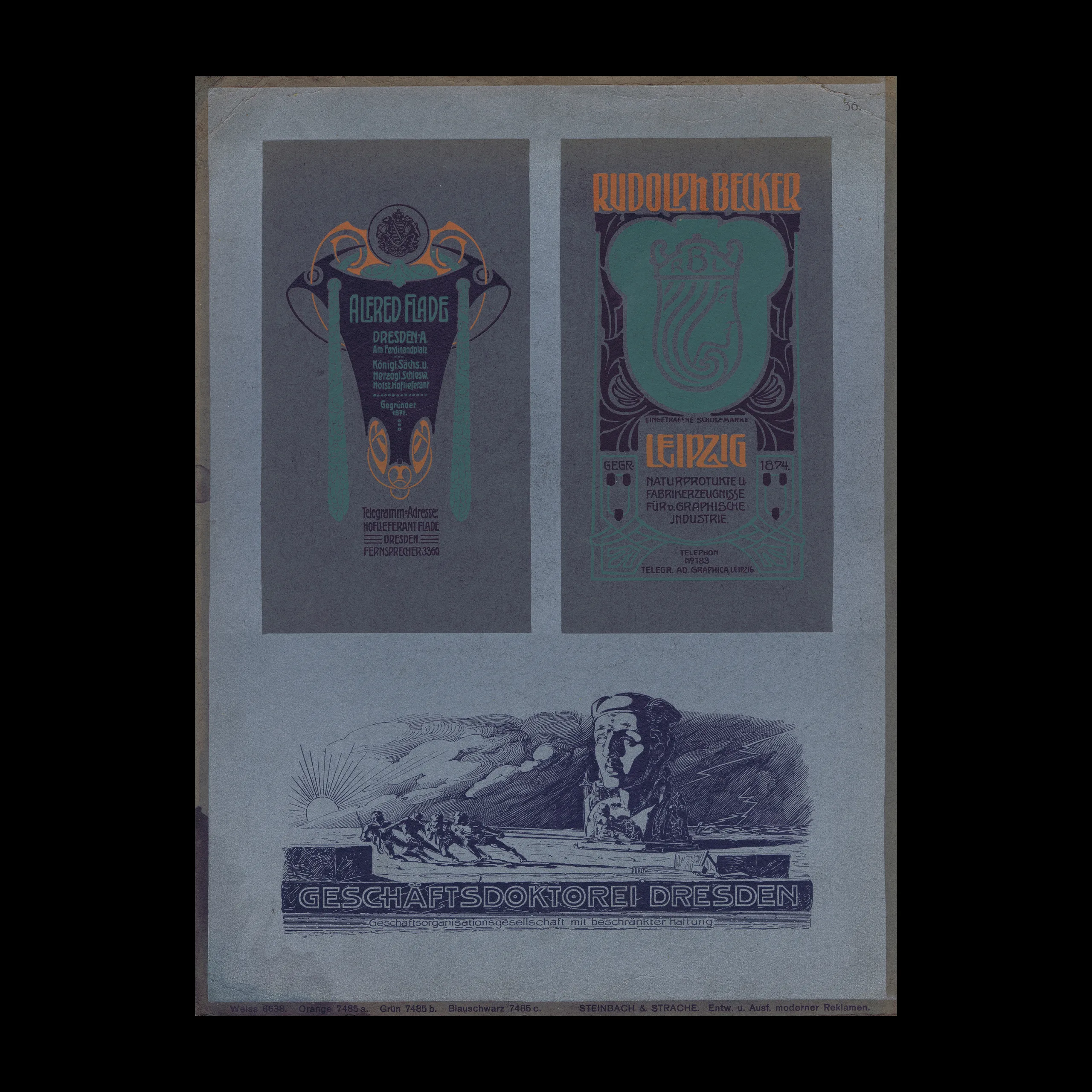 Art Nouveau Advertising Design Plate, Steinbach & Strache, Dresden, c.1905–1910 1 Art Nouveau Advertising Design Plate, Steinbach & Strache, Dresden, c.1905–1910
