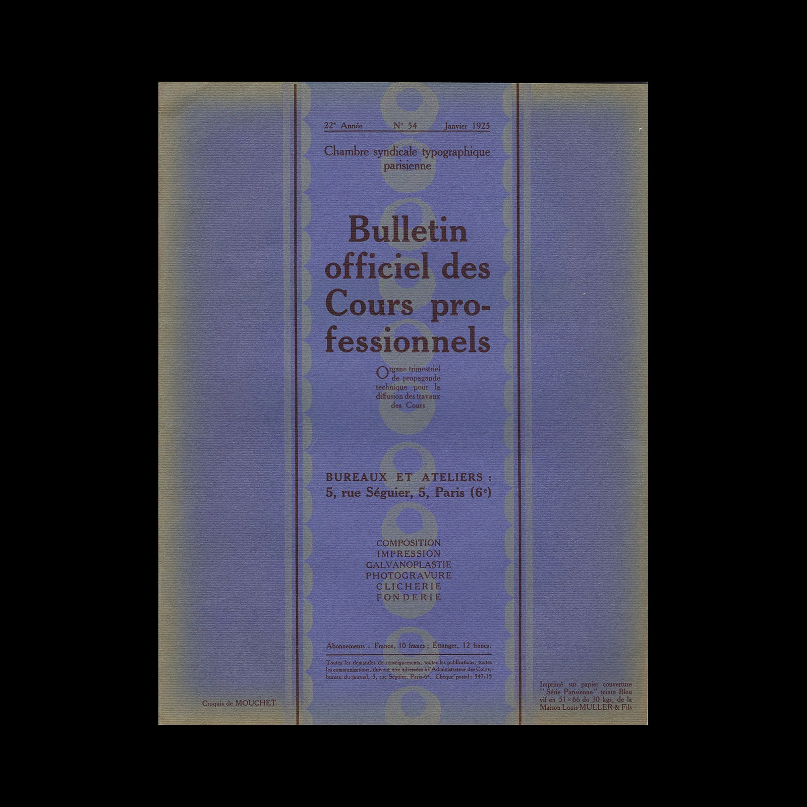 Bulletin officiel des Cours professionnels, Typographic Parisienne, 54, January 1925