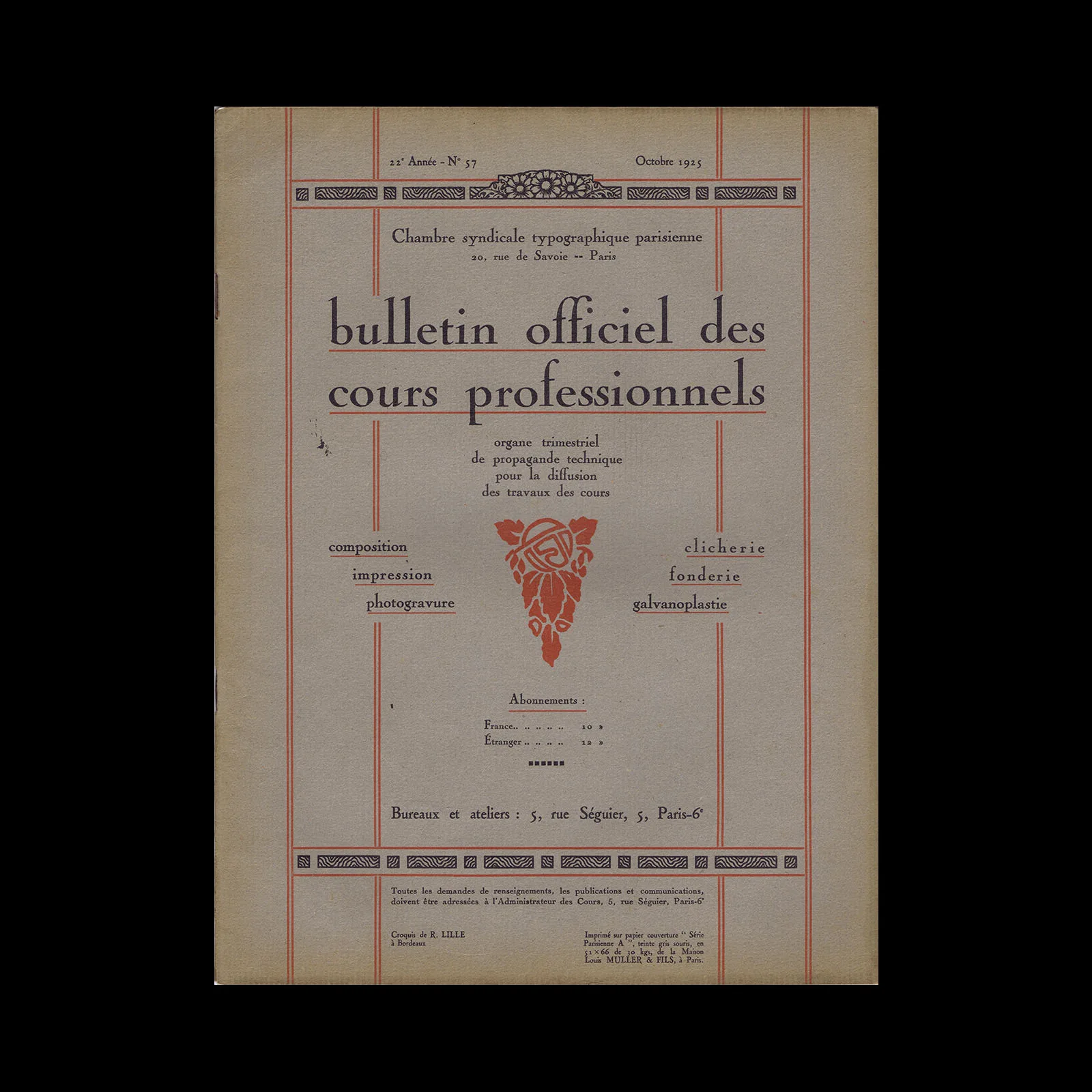 Bulletin officiel des Cours professionnels, Typographic Parisienne, 57, October 1925