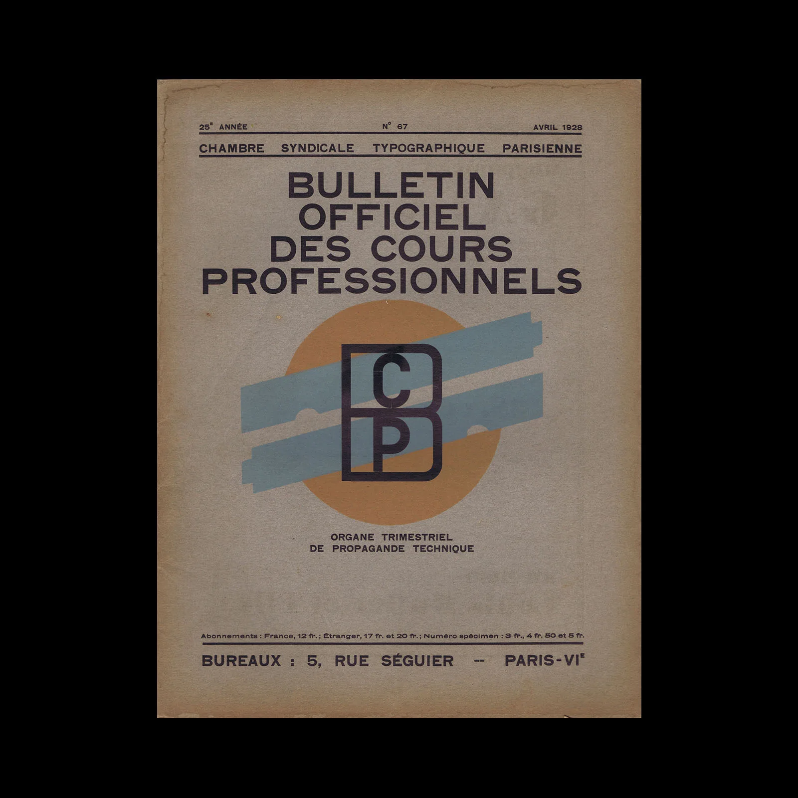 Bulletin officiel des Cours professionnels, Typographic Parisienne, 67, April 1928
