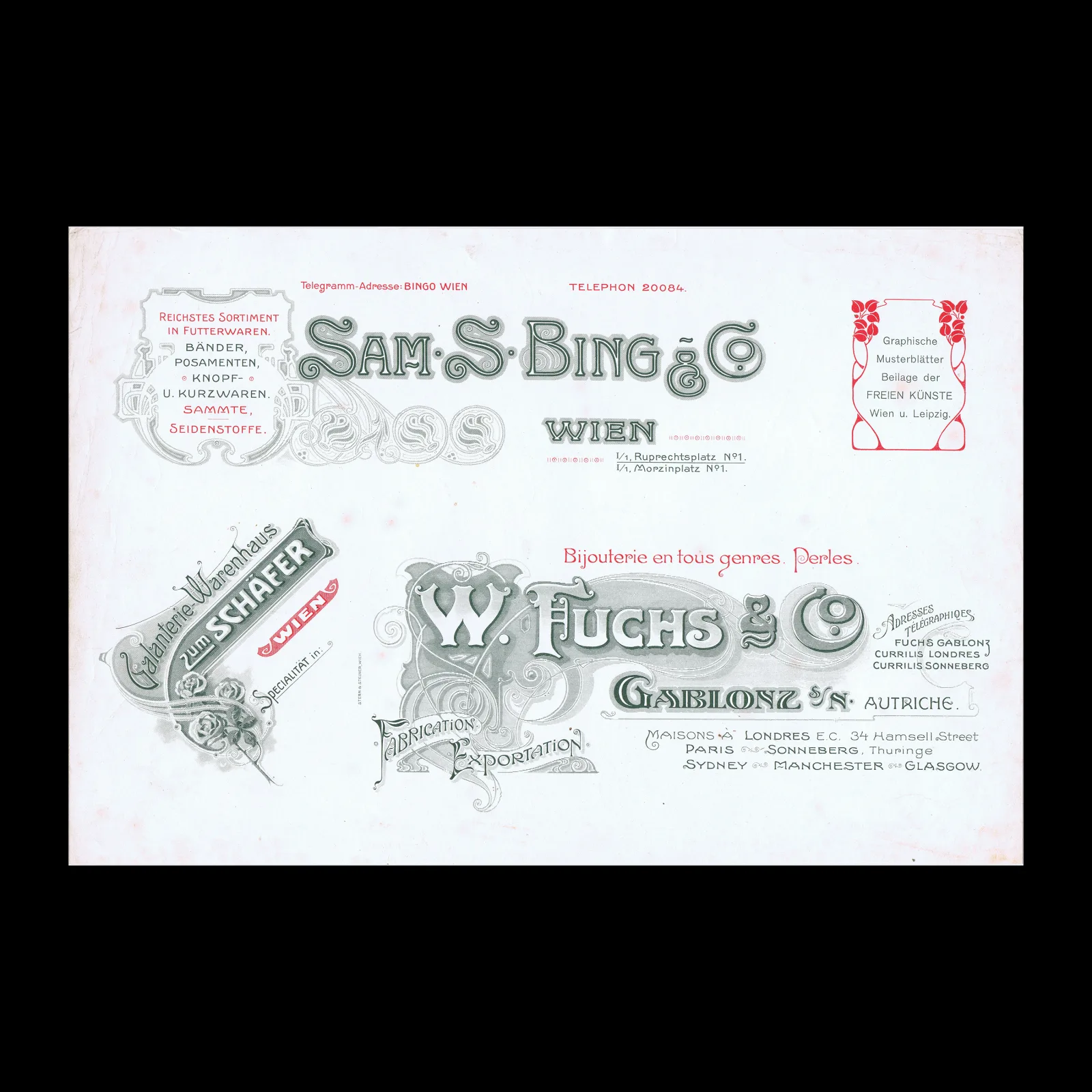 Commercial Identity Specimens for Viennese Businesses, c.1900–1905