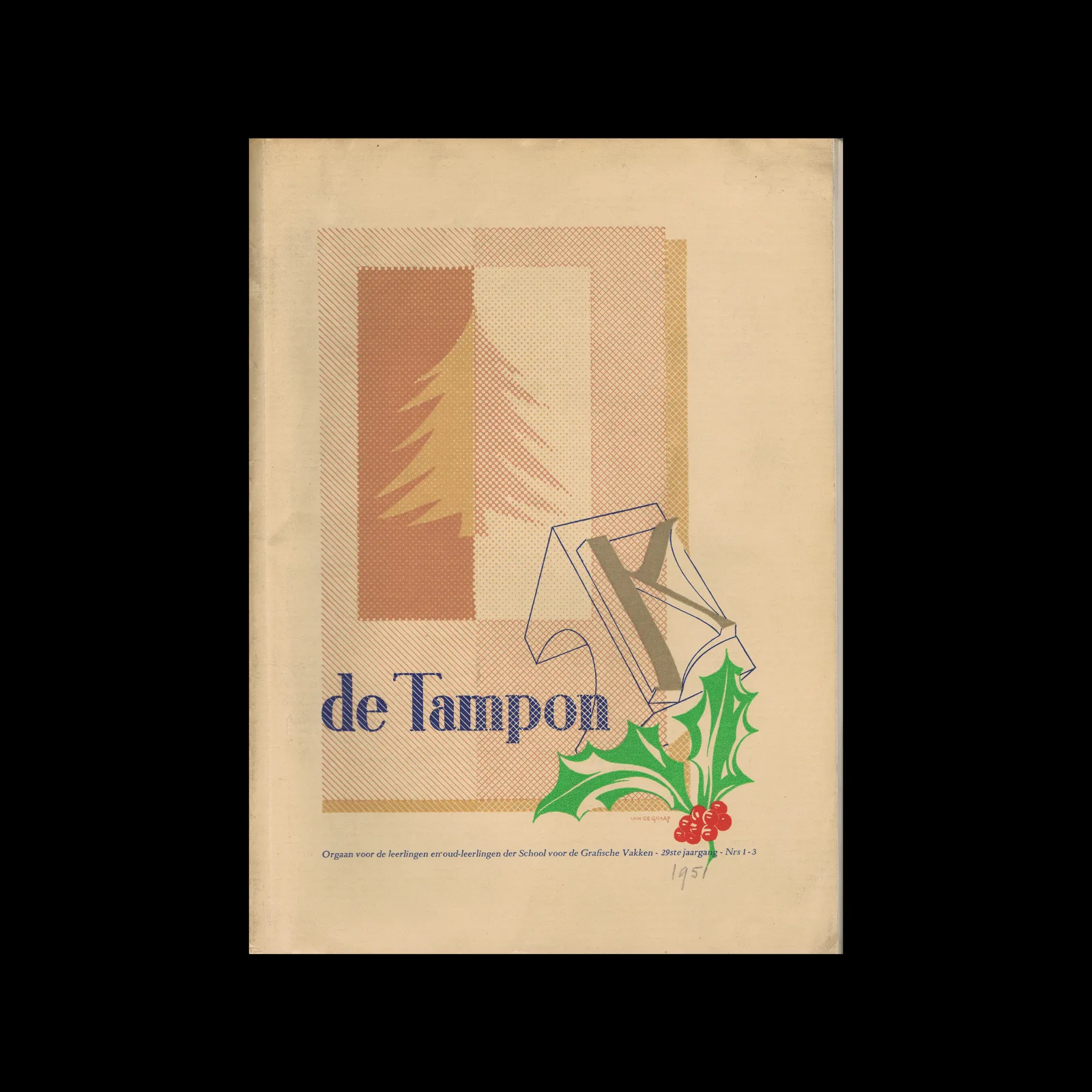 De Tampon, Kerstnummer 1951, School voor de Grafische Vakken, Utrecht, Vol 29 No. 01-03, Utrecht, 1951