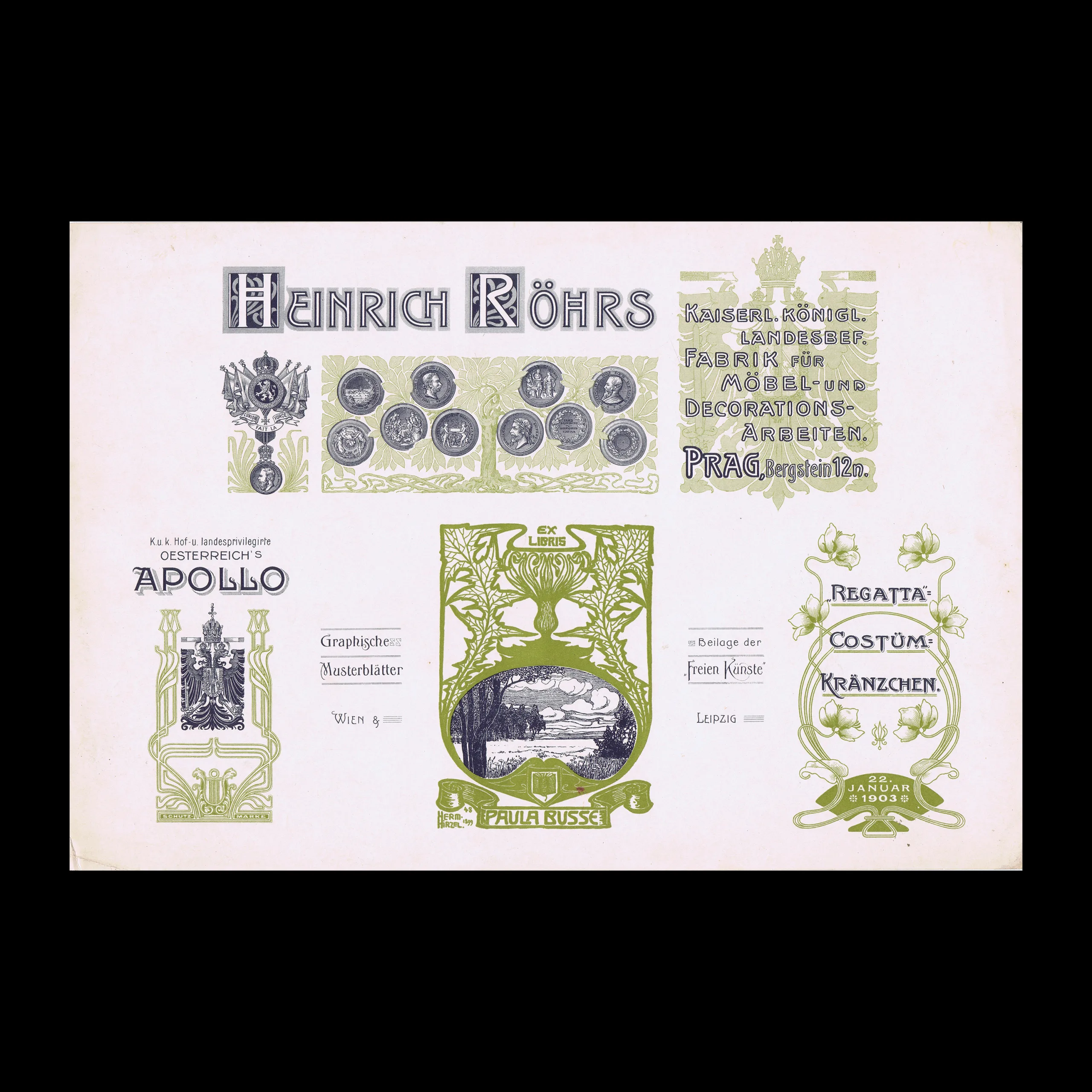 Graphic Design Specimen Plate, Graphische Musterblätter, Vienna & Leipzig, 1903 1 Graphic Design Specimen Plate, Graphische Musterblätter, Vienna & Leipzig, 1903