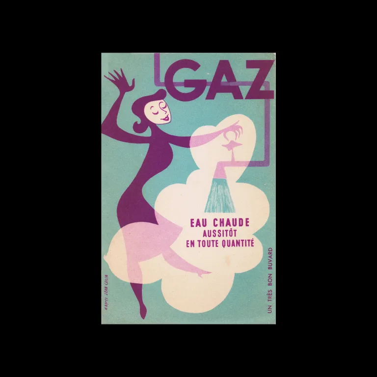 Gaz — Eau Chaude Aussitôt en Toute Quantité, c. 1950s. Illustration by Jean Colin