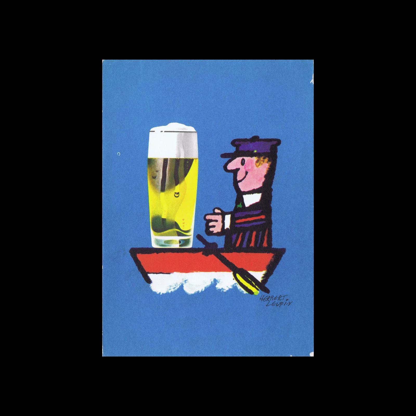 Herbert Leupin, Postcard for Deutsche Bierwerbung e.V., Bonn-Bad Godesberg, 1988